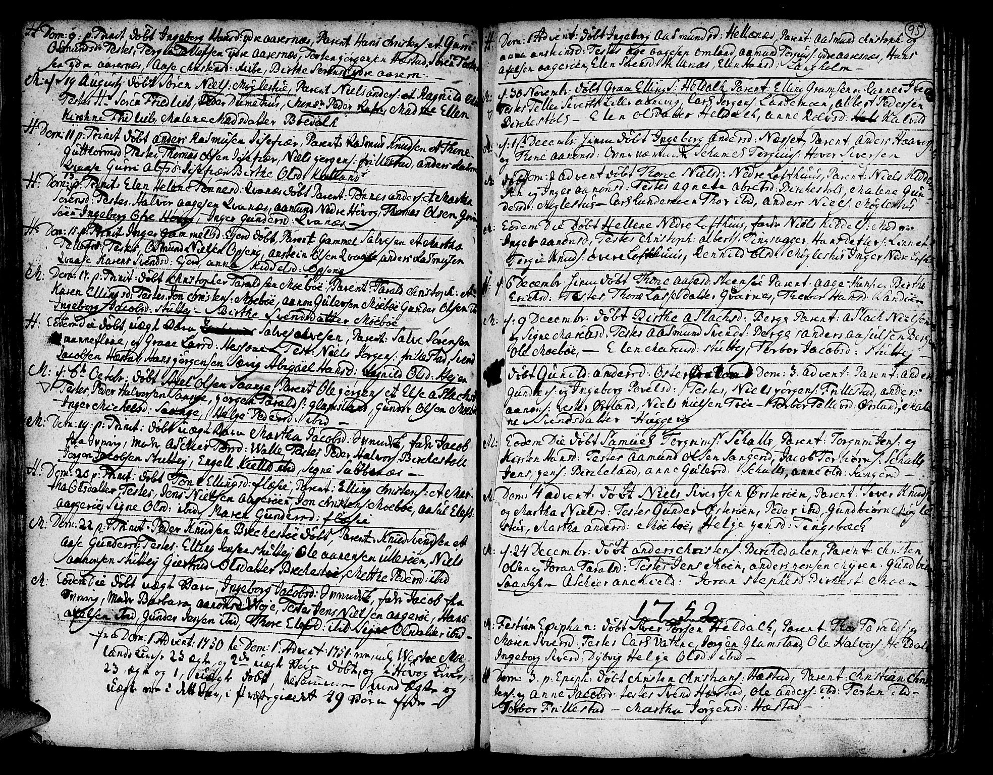 Vestre Moland sokneprestkontor, SAK/1111-0046/F/Fa/Fab/L0001: Parish register (official) no. A 1, 1687-1760, p. 95