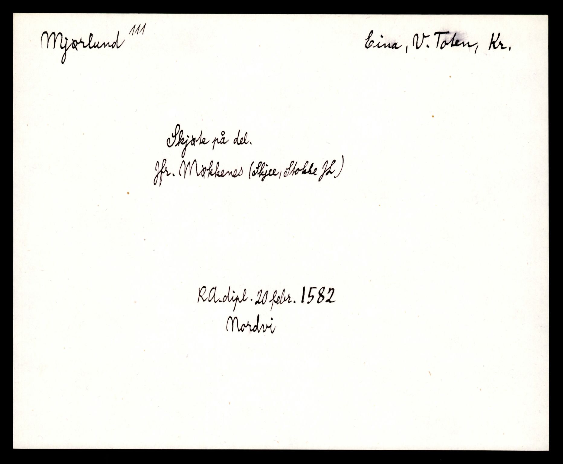 Riksarkivets diplomsamling, AV/RA-EA-5965/F35/F35e/L0011: Registreringssedler Oppland 3, 1400-1700, p. 257