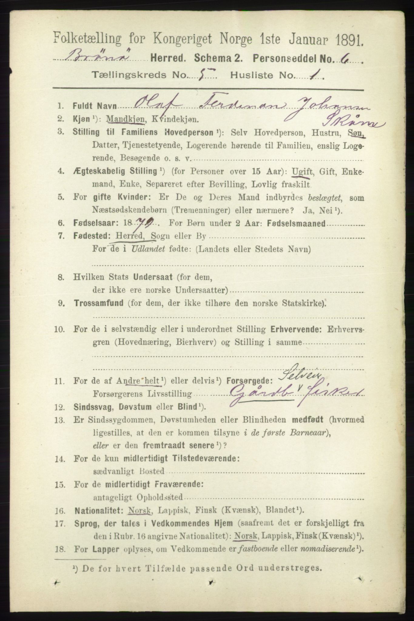 RA, 1891 census for 1814 Brønnøy, 1891, p. 2468