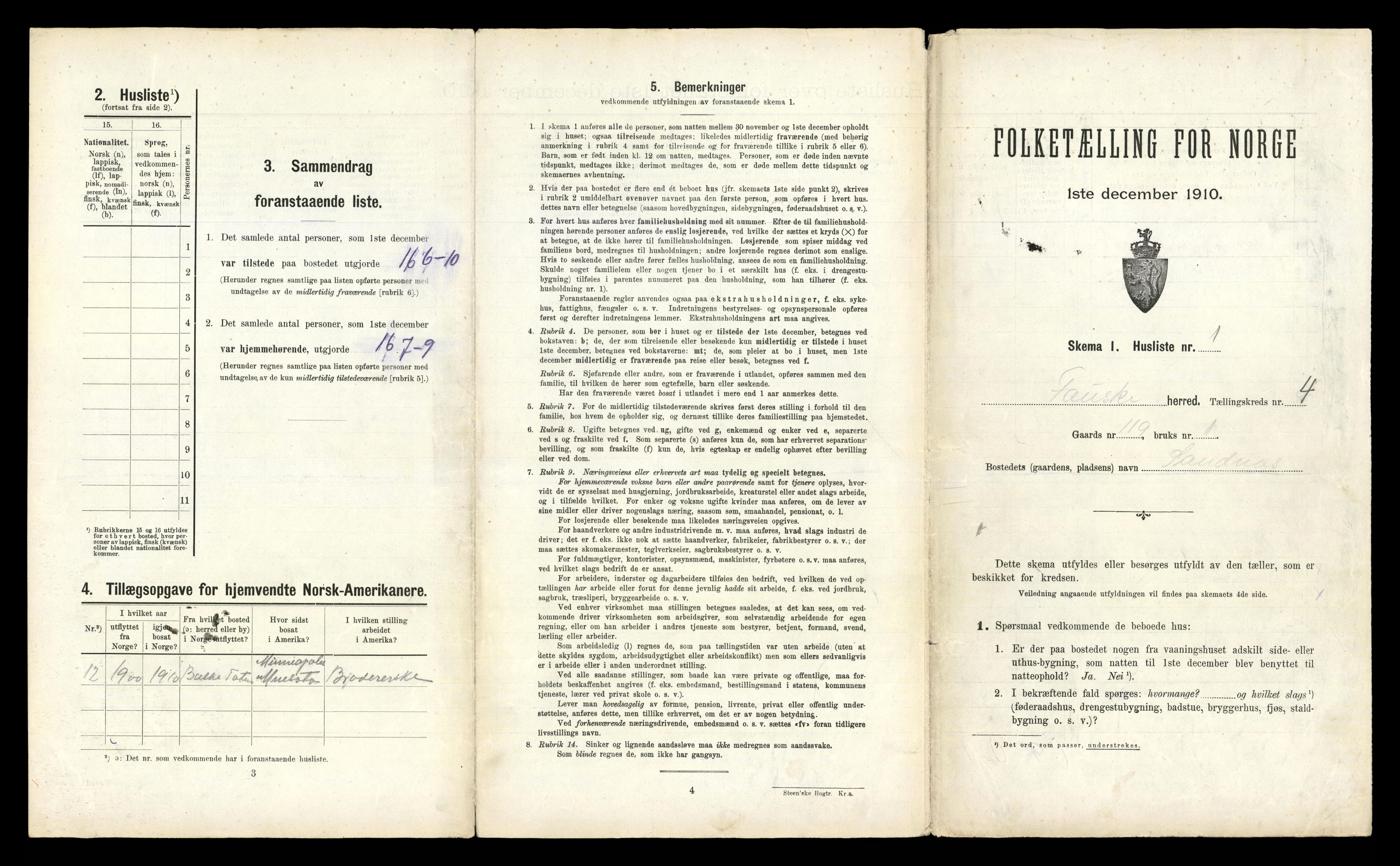 RA, 1910 census for Fauske, 1910, p. 208