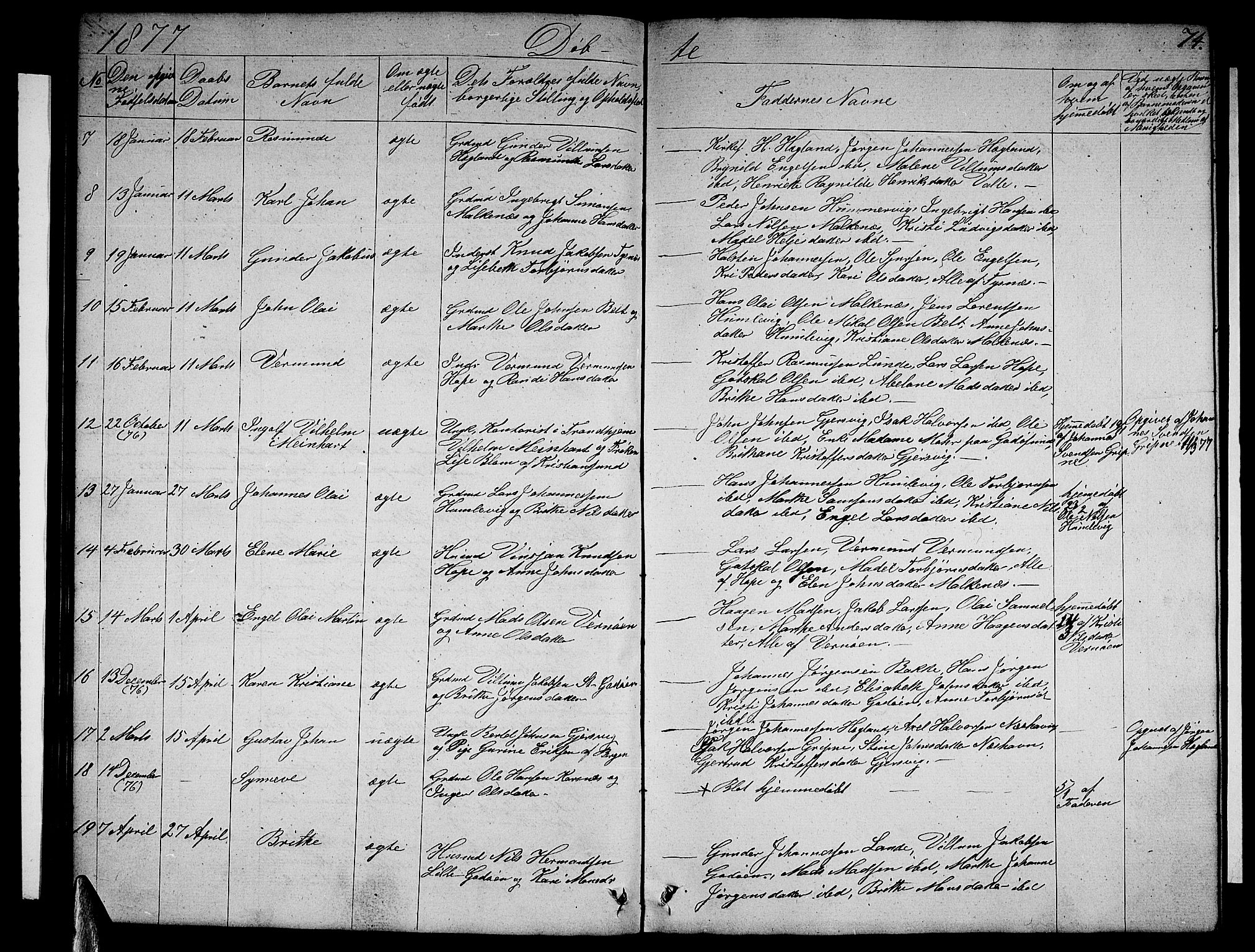 Tysnes sokneprestembete, SAB/A-78601/H/Hab: Parish register (copy) no. B 1, 1855-1877, p. 74