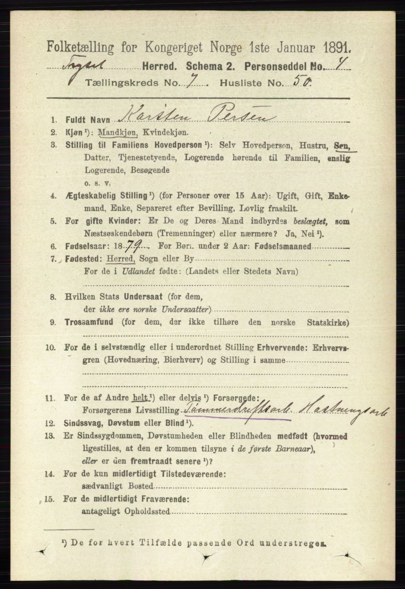 RA, 1891 census for 0428 Trysil, 1891, p. 3460