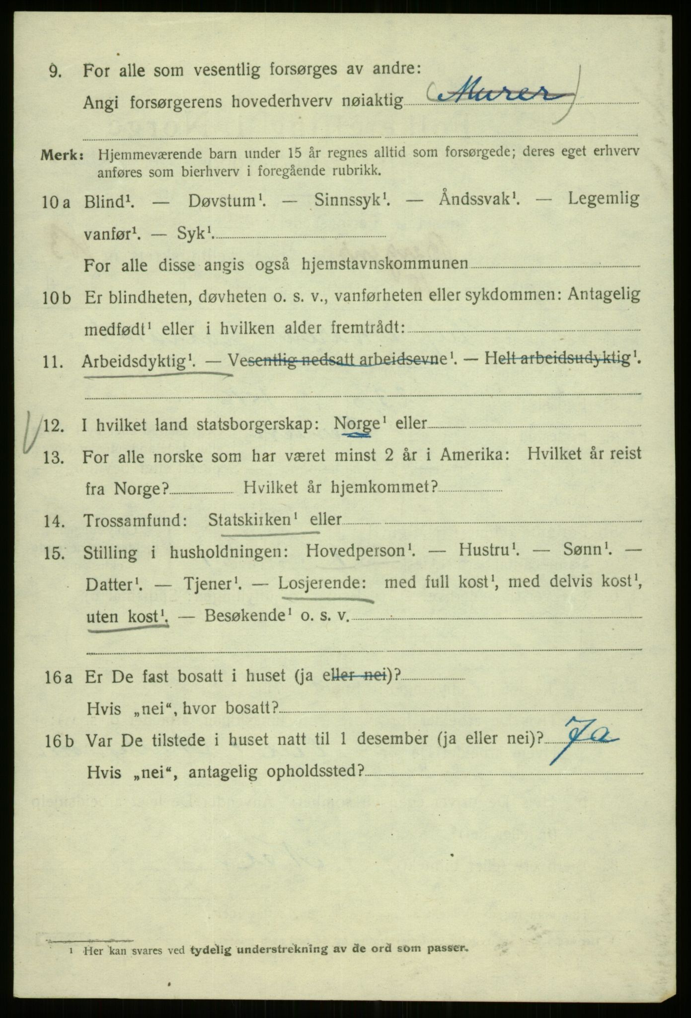 SAB, 1920 census for Bergen, 1920, p. 180075