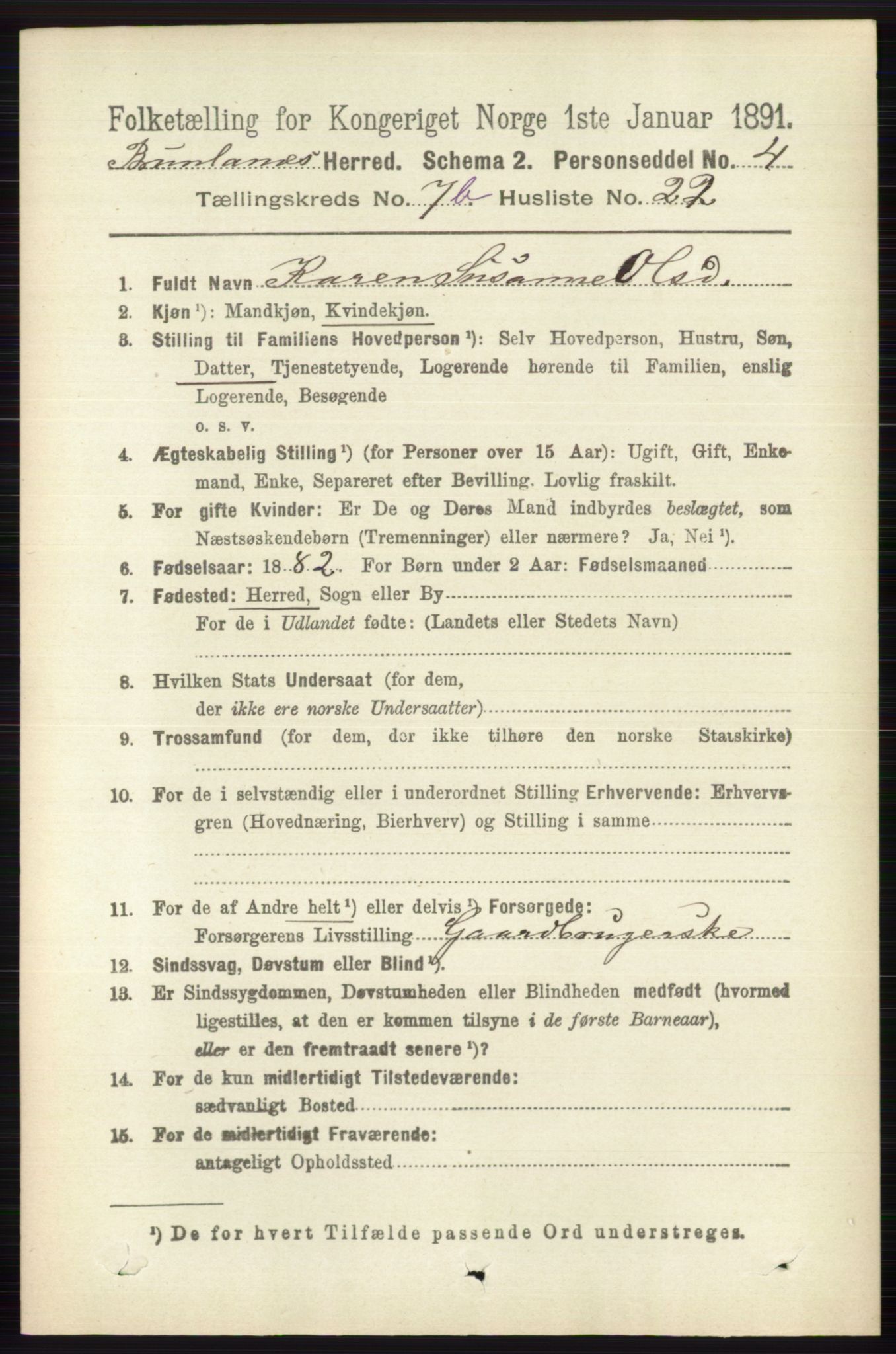 RA, 1891 census for 0726 Brunlanes, 1891, p. 3483