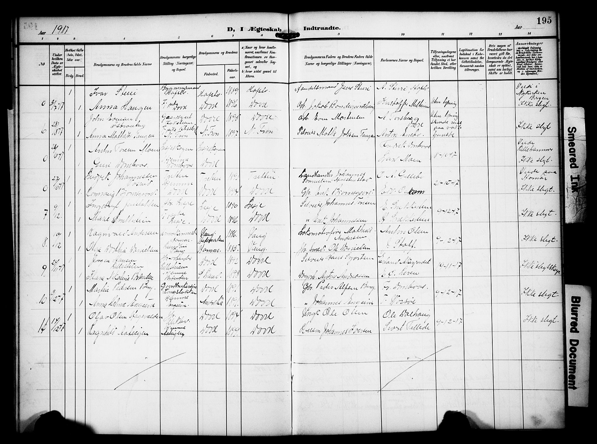 Dovre prestekontor, AV/SAH-PREST-066/H/Ha/Hab/L0003: Parish register (copy) no. 3, 1907-1929, p. 195