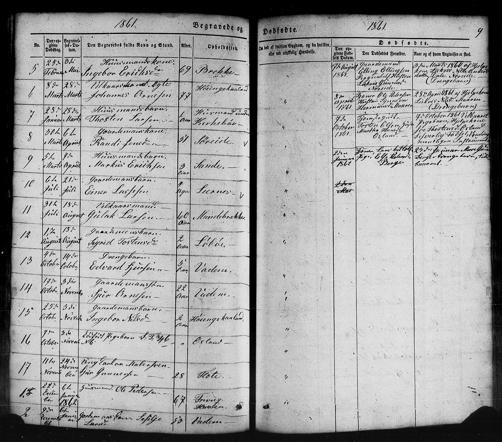 Lavik sokneprestembete, AV/SAB-A-80901: Parish register (copy) no. B 1, 1854-1881, p. 9