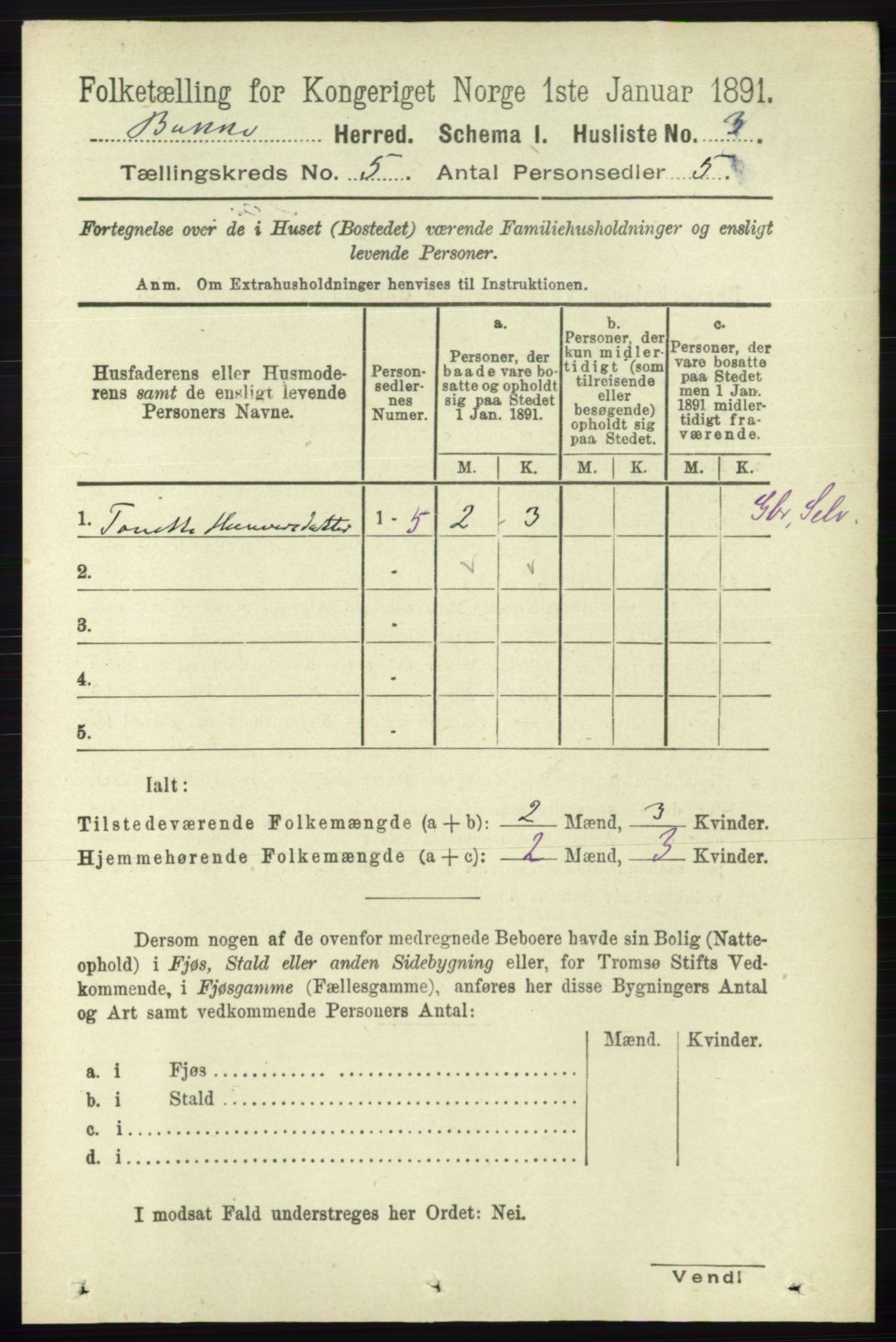 RA, 1891 census for 1045 Bakke, 1891, p. 1065