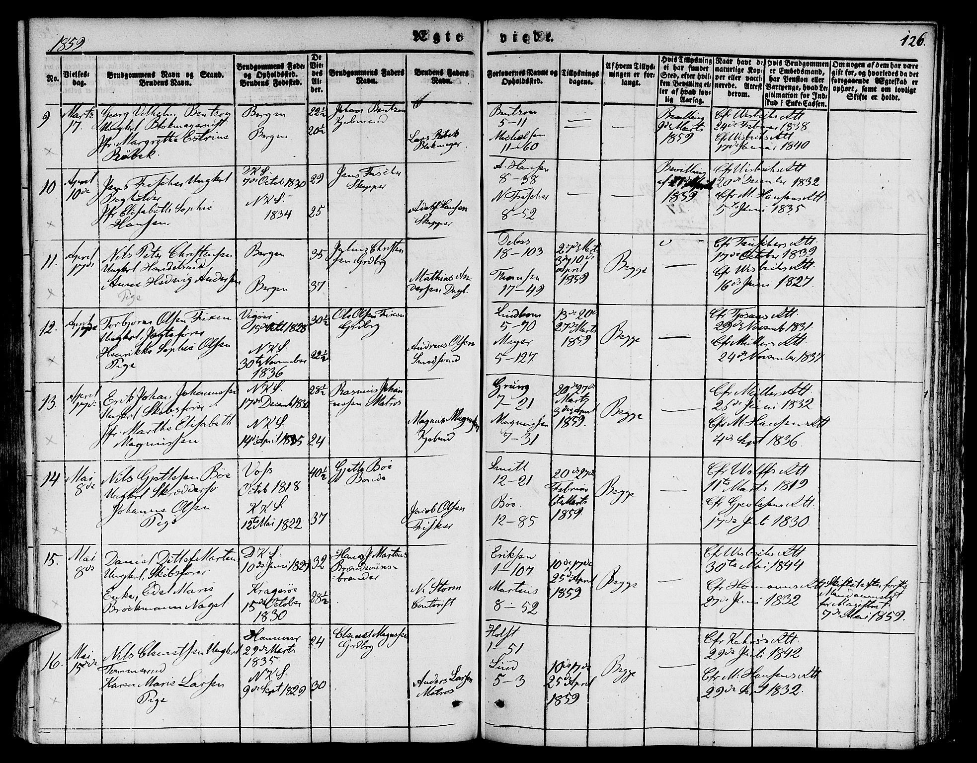 Nykirken Sokneprestembete, AV/SAB-A-77101/H/Hab: Parish register (copy) no. D 1, 1832-1867, p. 126