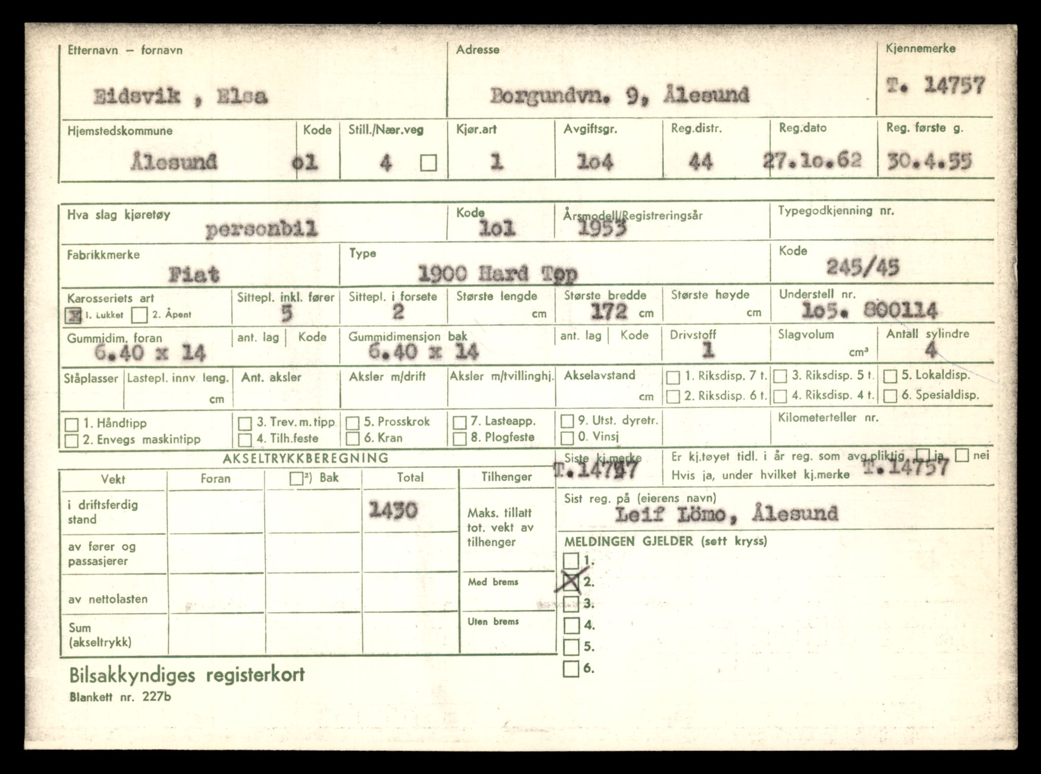 Møre og Romsdal vegkontor - Ålesund trafikkstasjon, AV/SAT-A-4099/F/Fe/L0048: Registreringskort for kjøretøy T 14721 - T 14863, 1927-1998, p. 695