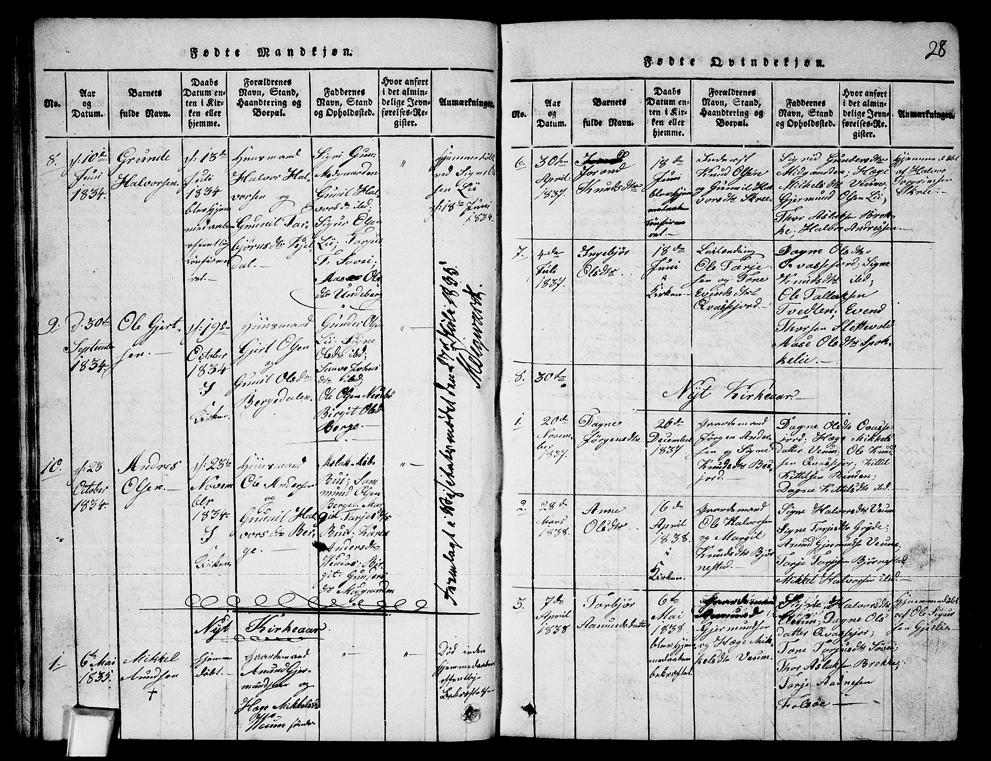 Fyresdal kirkebøker, SAKO/A-263/G/Ga/L0003: Parish register (copy) no. I 3, 1815-1863, p. 28