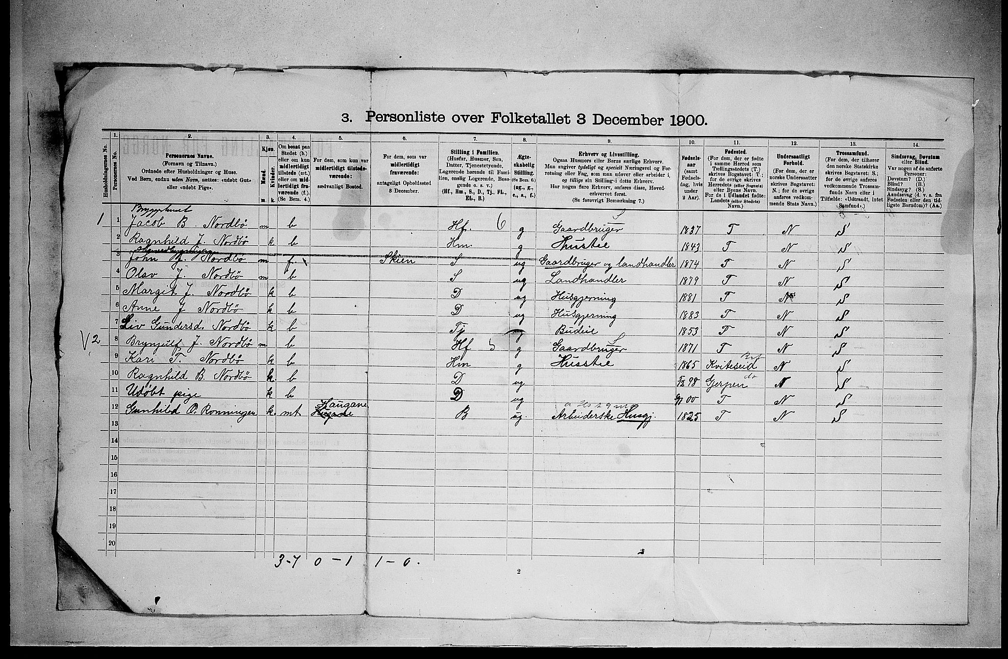 SAKO, 1900 census for Nissedal, 1900, p. 27