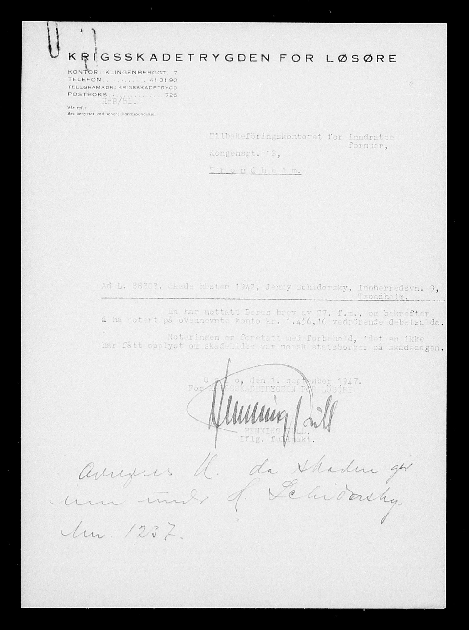 Justisdepartementet, Tilbakeføringskontoret for inndratte formuer, AV/RA-S-1564/H/Hc/Hca/L0908: --, 1945-1947, p. 214