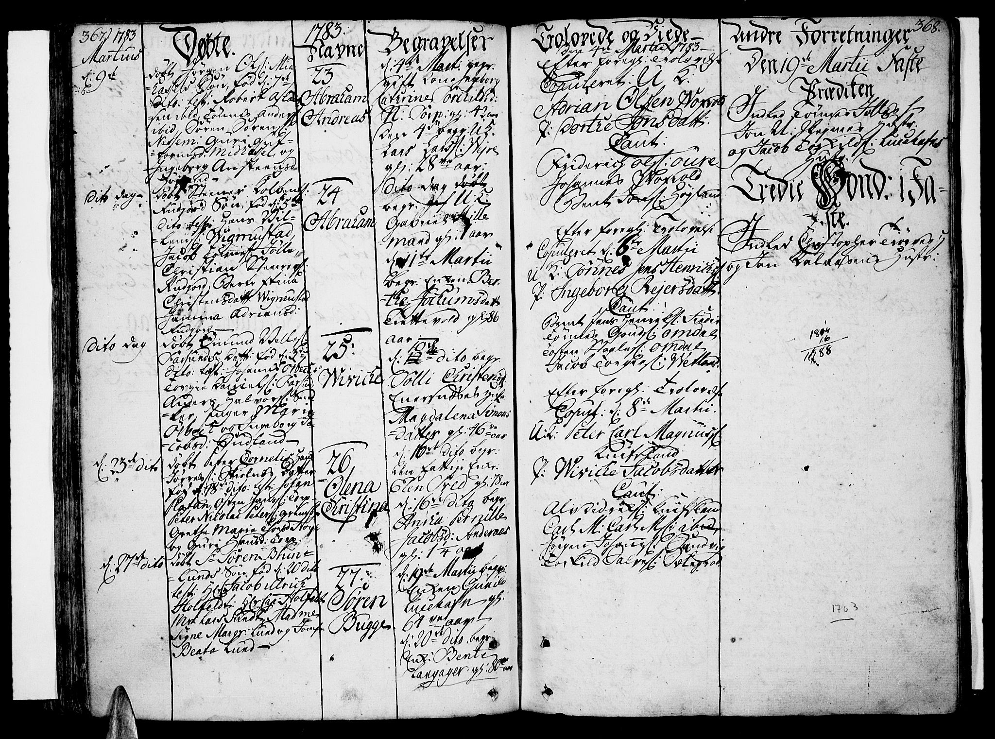 Lista sokneprestkontor, AV/SAK-1111-0027/F/Fa/L0004: Parish register (official) no. A 4, 1768-1794, p. 367-368