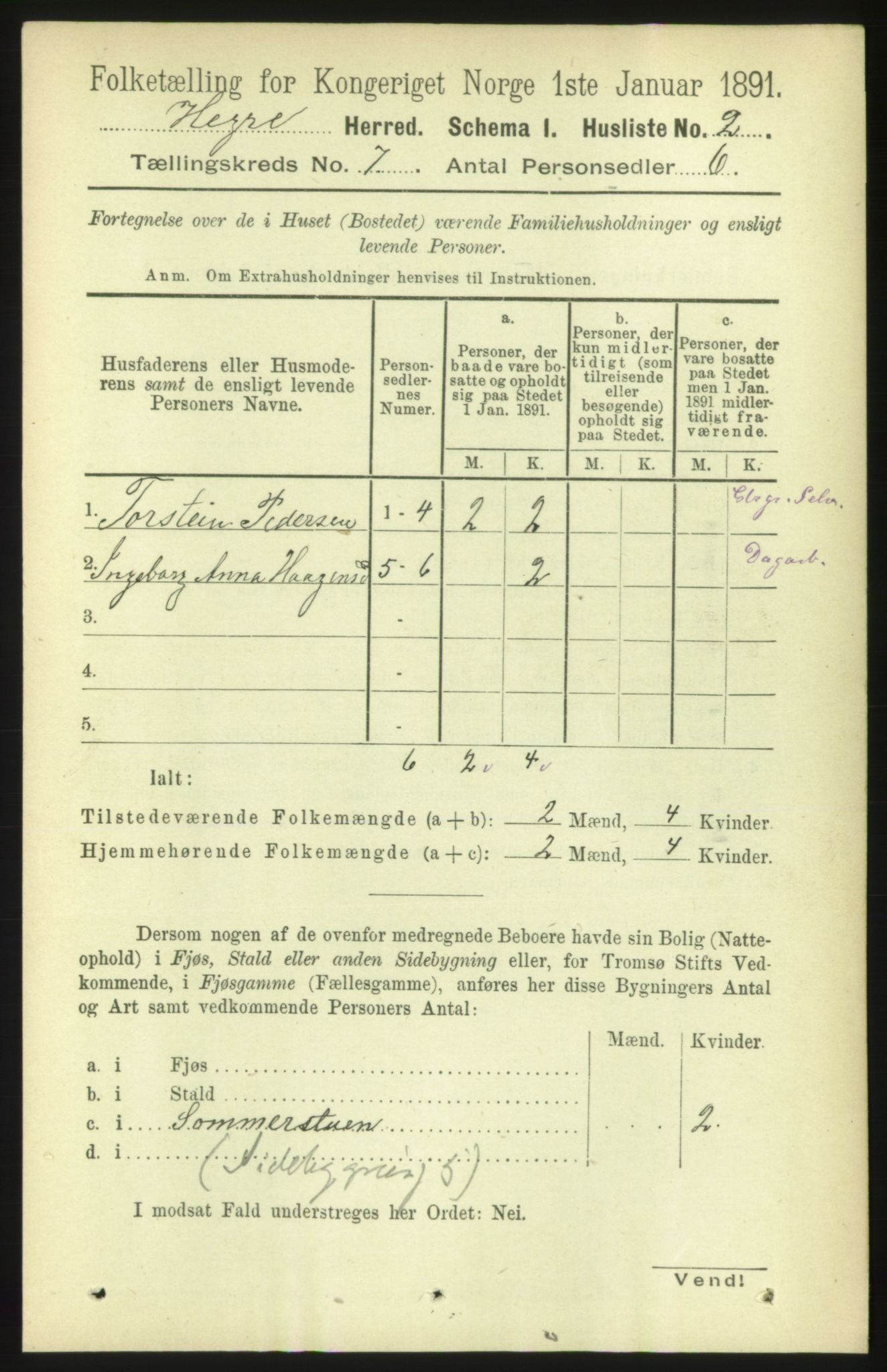 RA, 1891 census for 1712 Hegra, 1891, p. 2748