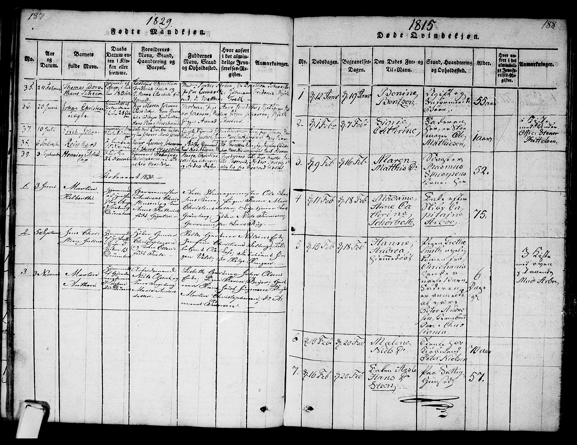 Strømsø kirkebøker, SAKO/A-246/F/Fa/L0011: Parish register (official) no. I 11, 1815-1829, p. 187-188