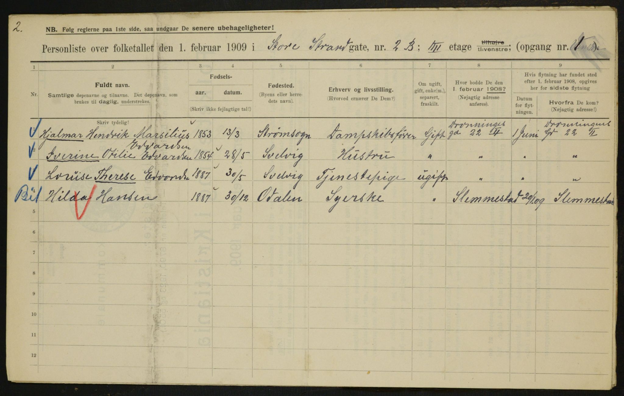 OBA, Municipal Census 1909 for Kristiania, 1909, p. 24169