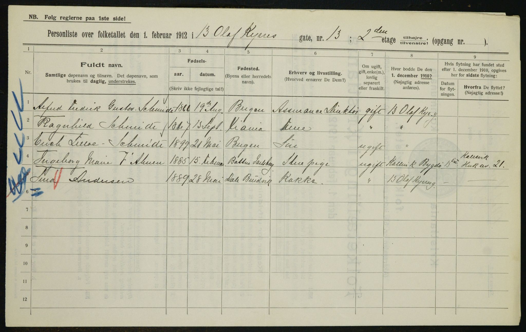 OBA, Municipal Census 1912 for Kristiania, 1912, p. 76004