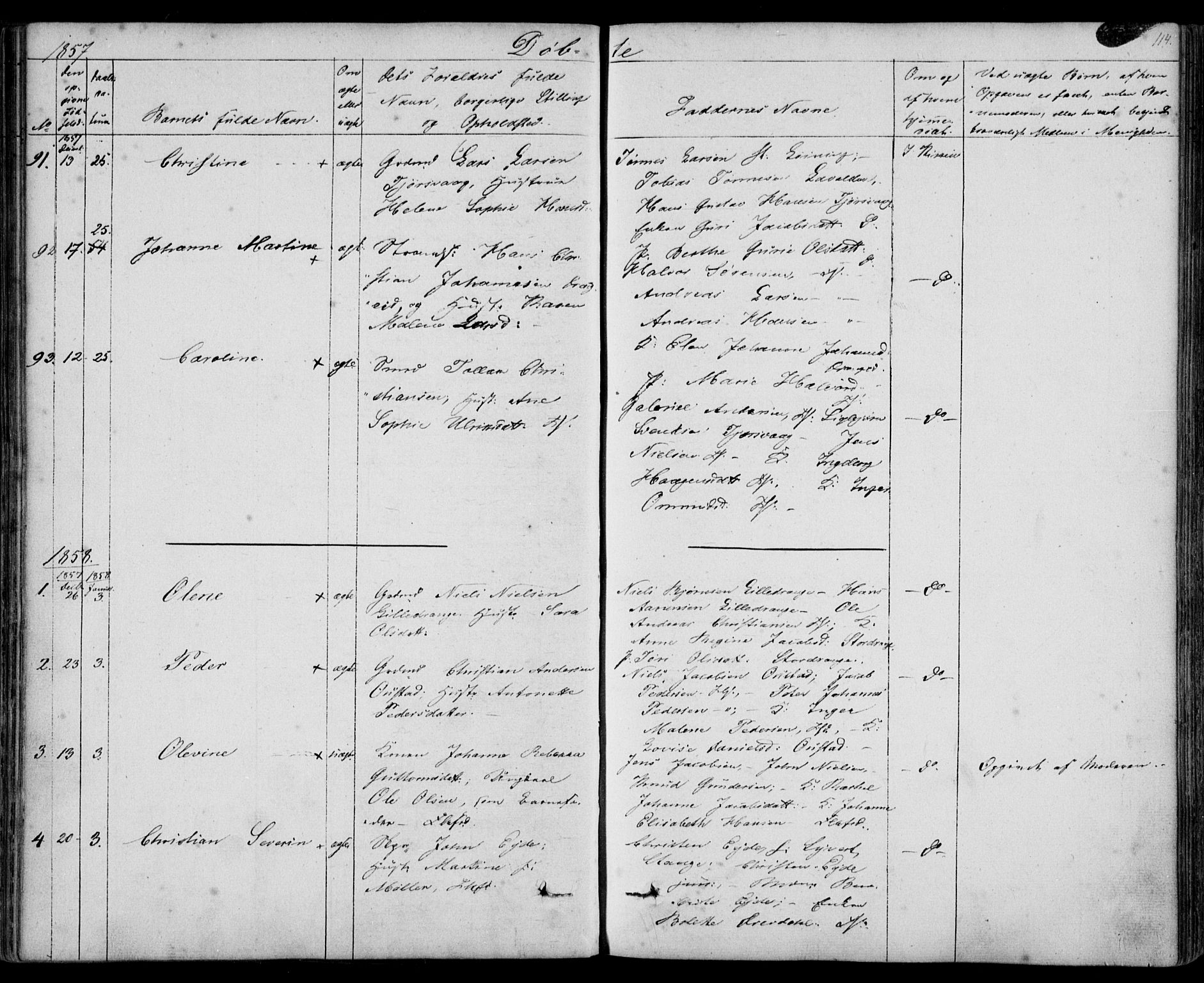 Flekkefjord sokneprestkontor, SAK/1111-0012/F/Fb/Fbc/L0005: Parish register (copy) no. B 5, 1846-1866, p. 114