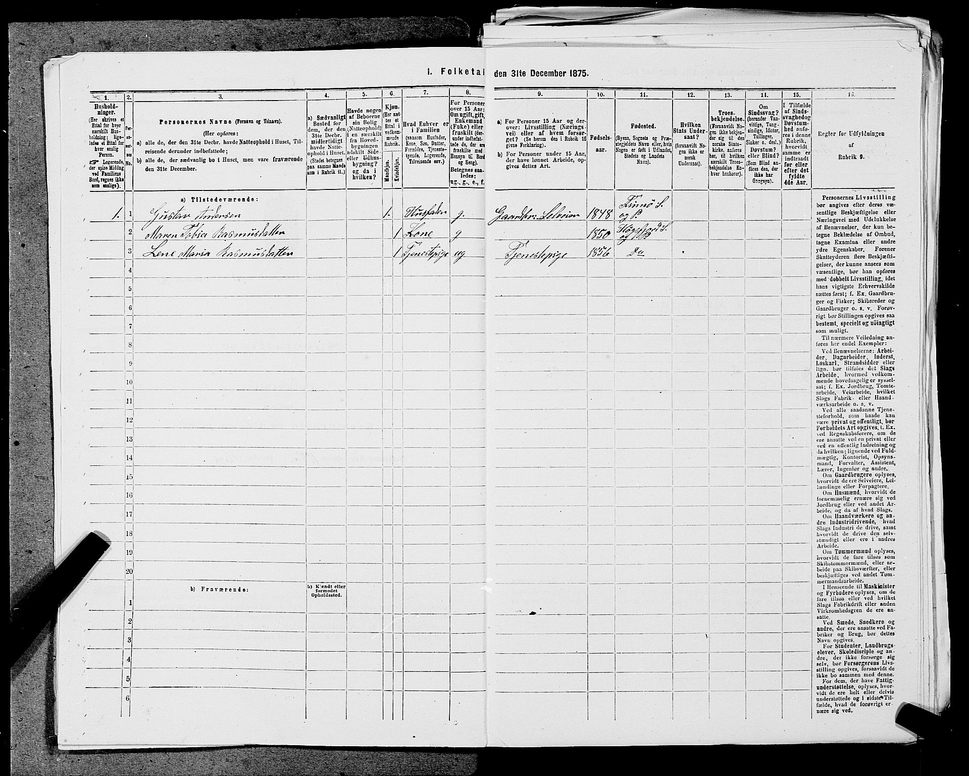 SAST, 1875 census for 1141P Finnøy, 1875, p. 261