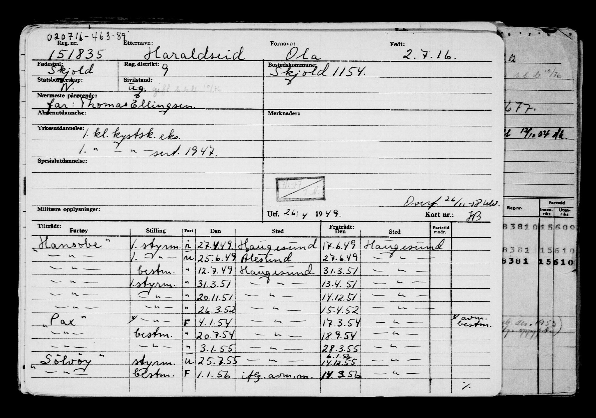 Direktoratet for sjømenn, AV/RA-S-3545/G/Gb/L0140: Hovedkort, 1916, p. 483