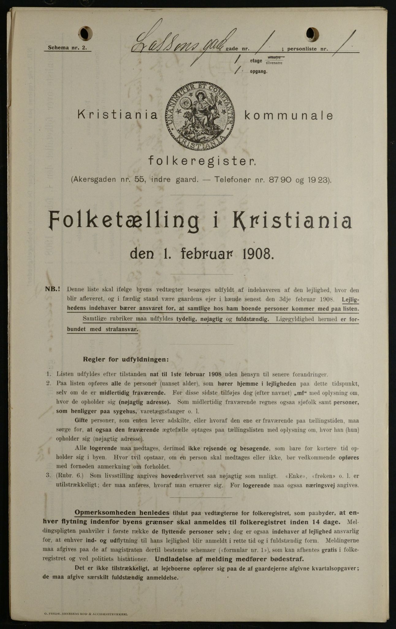 OBA, Municipal Census 1908 for Kristiania, 1908, p. 51322