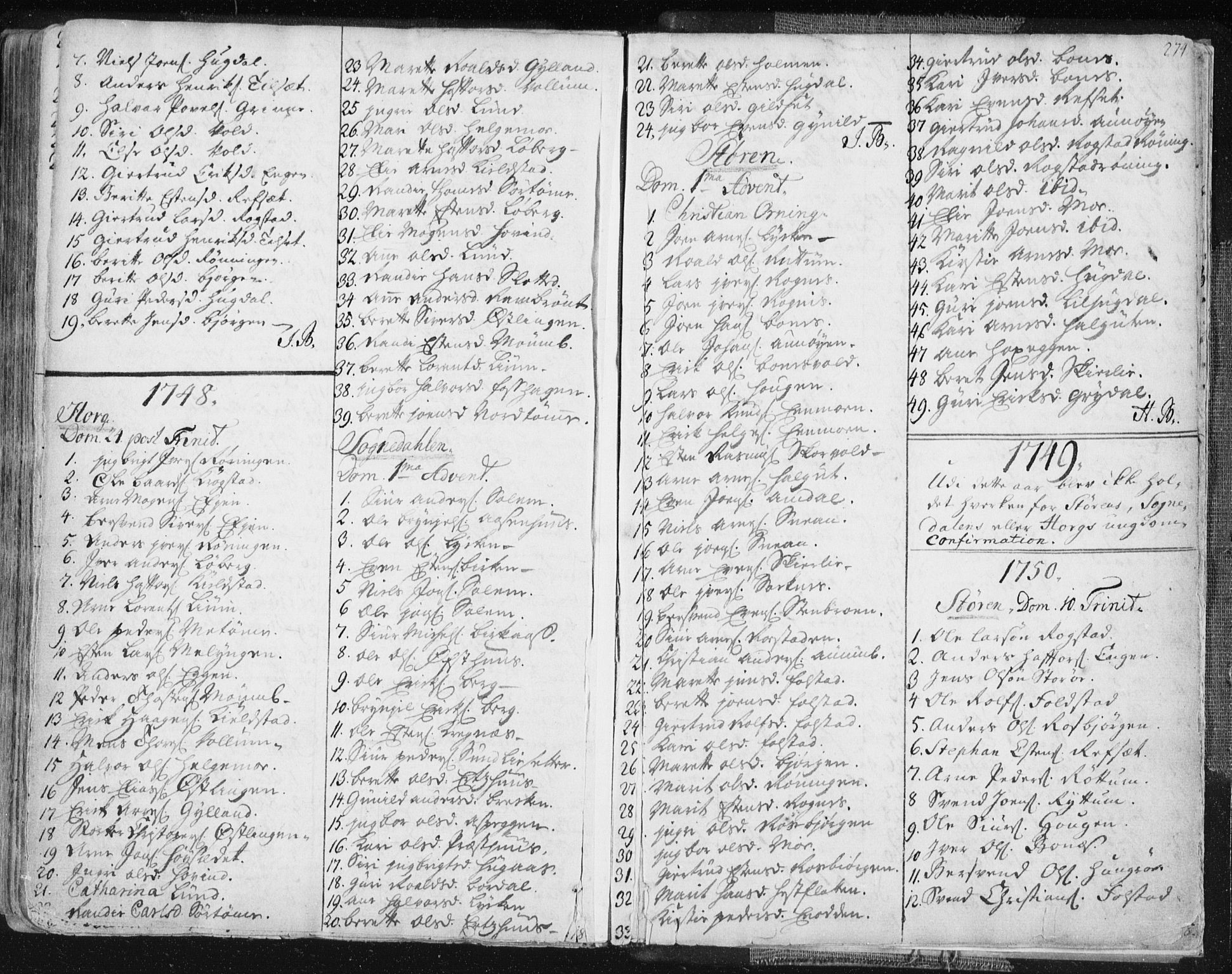 Ministerialprotokoller, klokkerbøker og fødselsregistre - Sør-Trøndelag, SAT/A-1456/687/L0991: Parish register (official) no. 687A02, 1747-1790, p. 274