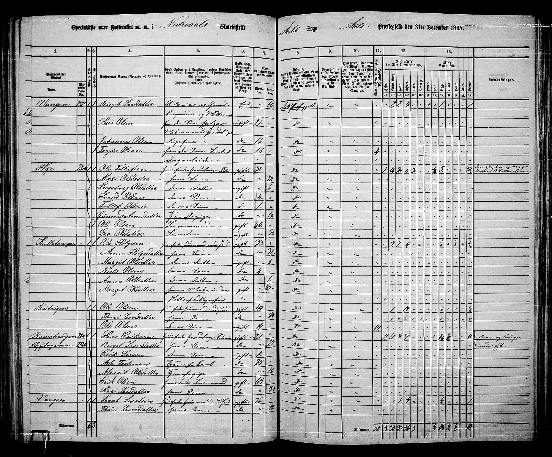 RA, 1865 census for Ål, 1865, p. 153