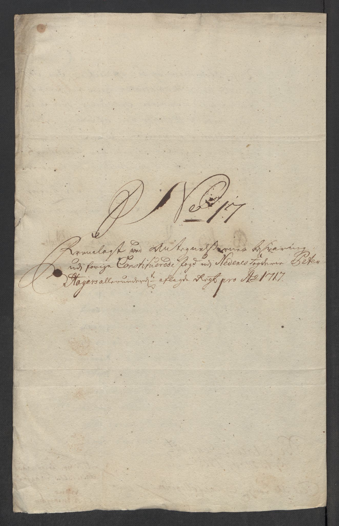 Rentekammeret inntil 1814, Reviderte regnskaper, Fogderegnskap, AV/RA-EA-4092/R39/L2326: Fogderegnskap Nedenes, 1717, p. 324