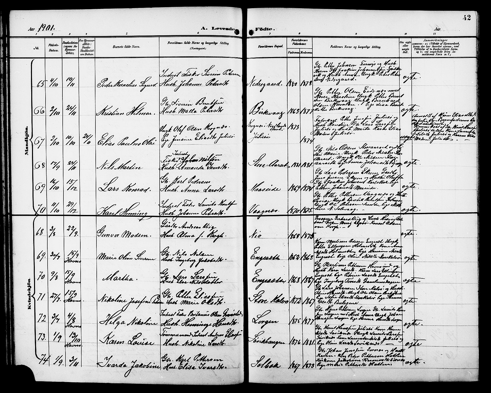 Ministerialprotokoller, klokkerbøker og fødselsregistre - Møre og Romsdal, AV/SAT-A-1454/528/L0432: Parish register (copy) no. 528C13, 1898-1918, p. 42