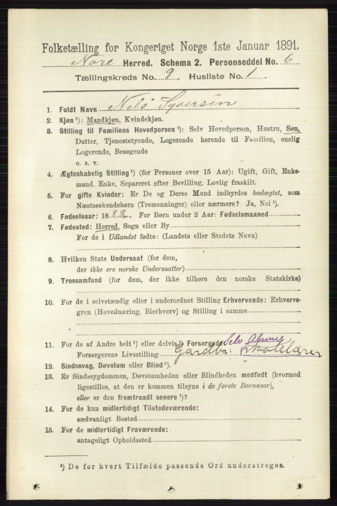 RA, 1891 census for 0633 Nore, 1891, p. 3211