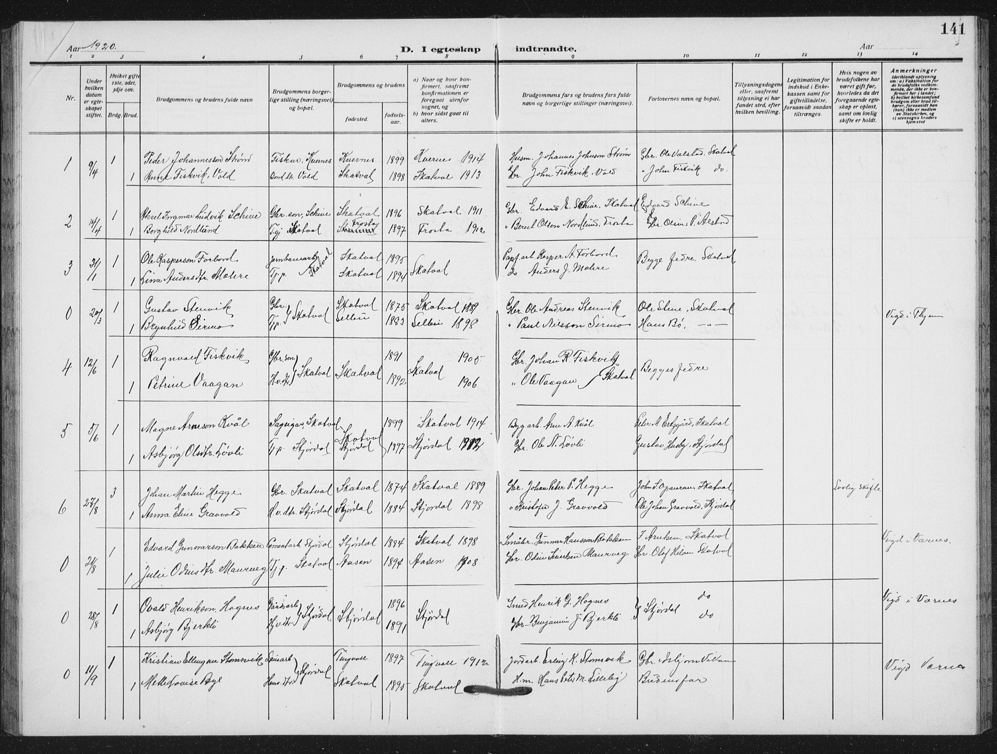 Ministerialprotokoller, klokkerbøker og fødselsregistre - Nord-Trøndelag, SAT/A-1458/712/L0104: Parish register (copy) no. 712C02, 1917-1939, p. 141