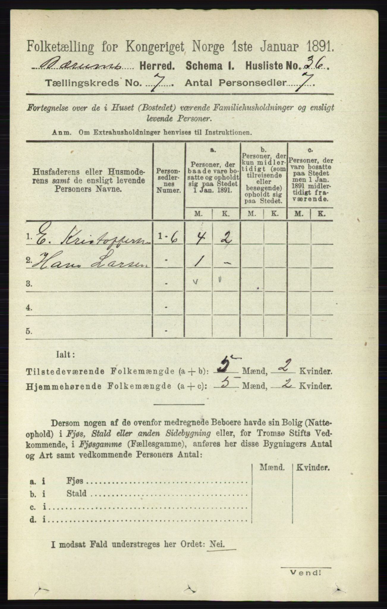 RA, 1891 census for 0219 Bærum, 1891, p. 4073