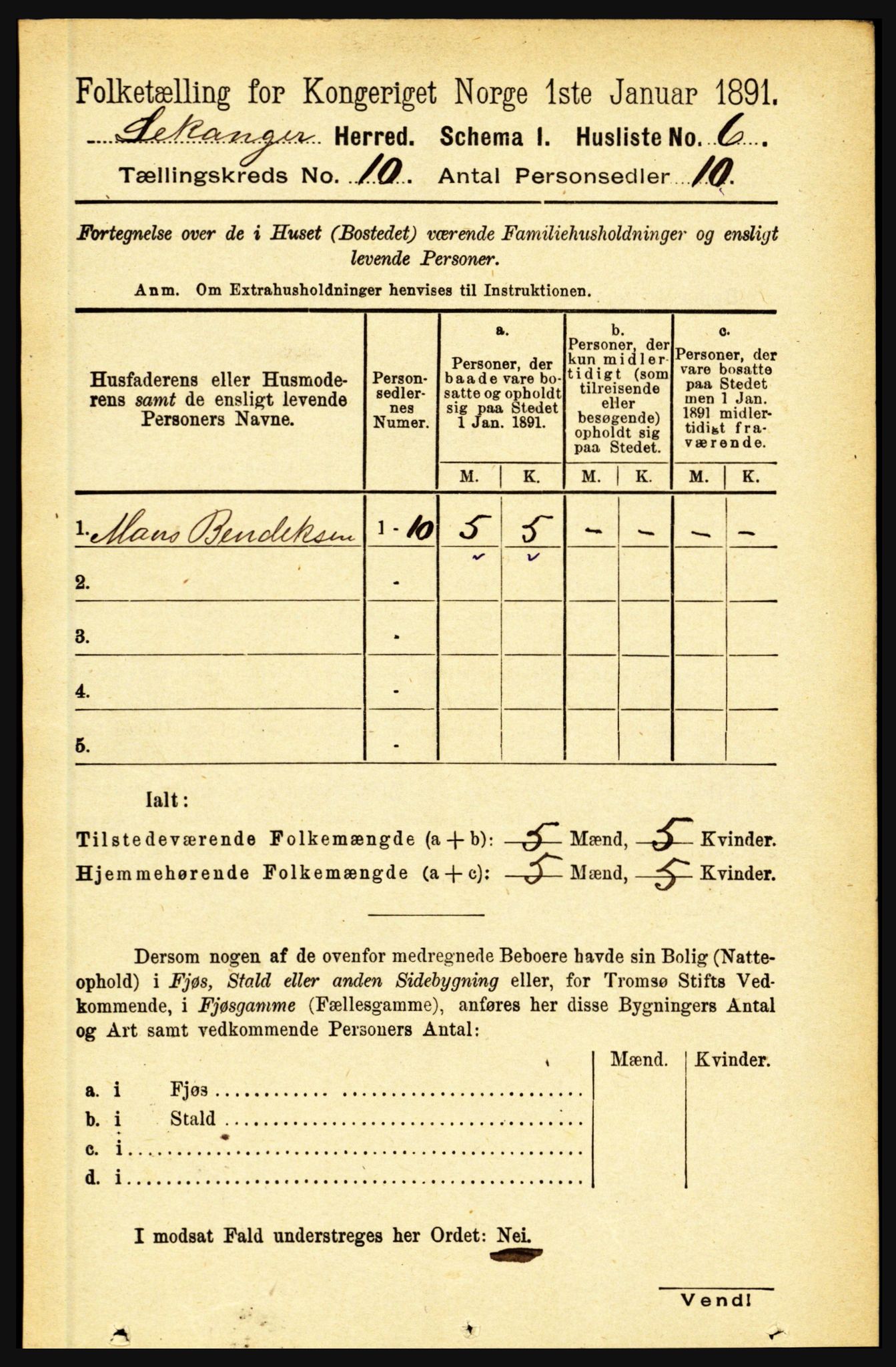 RA, 1891 census for 1419 Leikanger, 1891, p. 1794