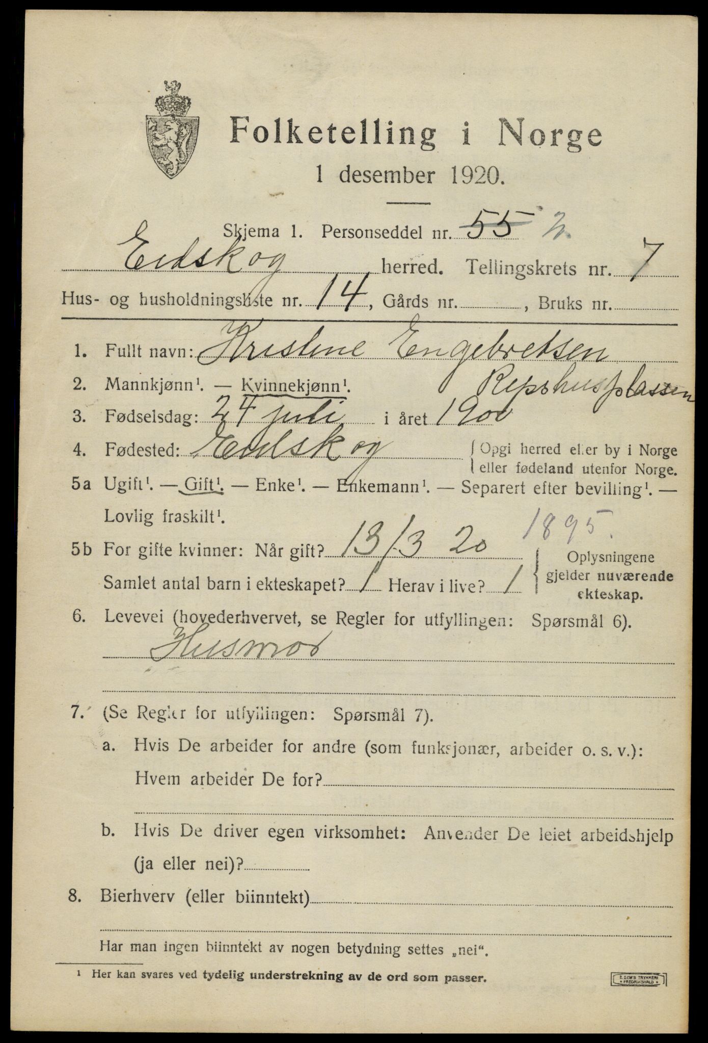 SAH, 1920 census for Eidskog, 1920, p. 8547