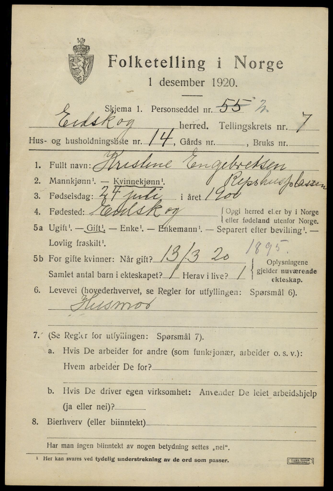 SAH, 1920 census for Eidskog, 1920, p. 8547