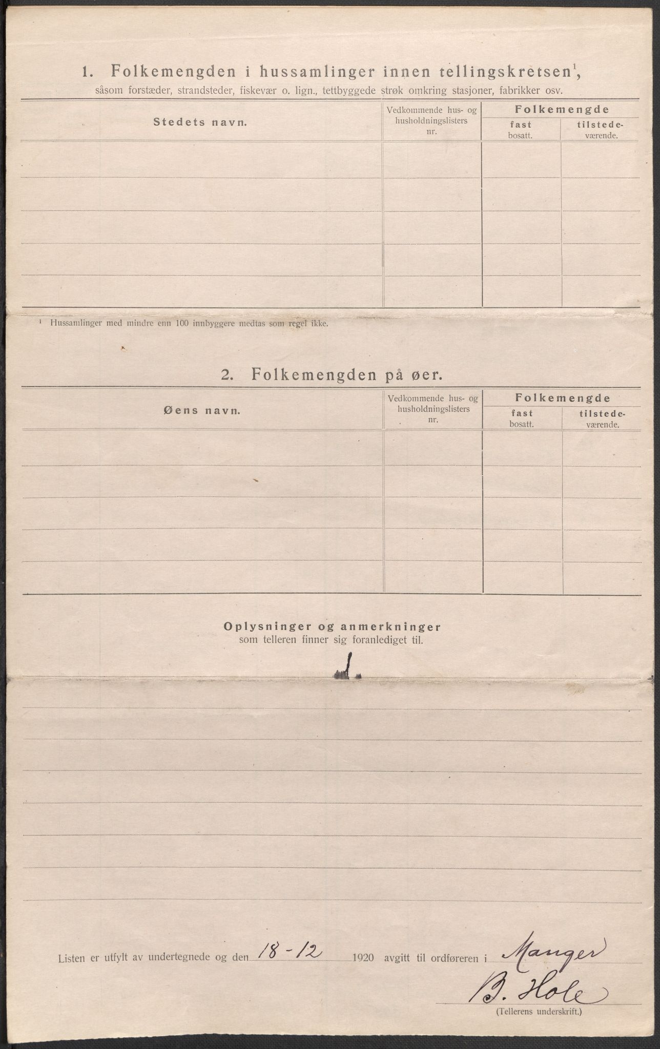 SAB, 1920 census for Manger, 1920, p. 13