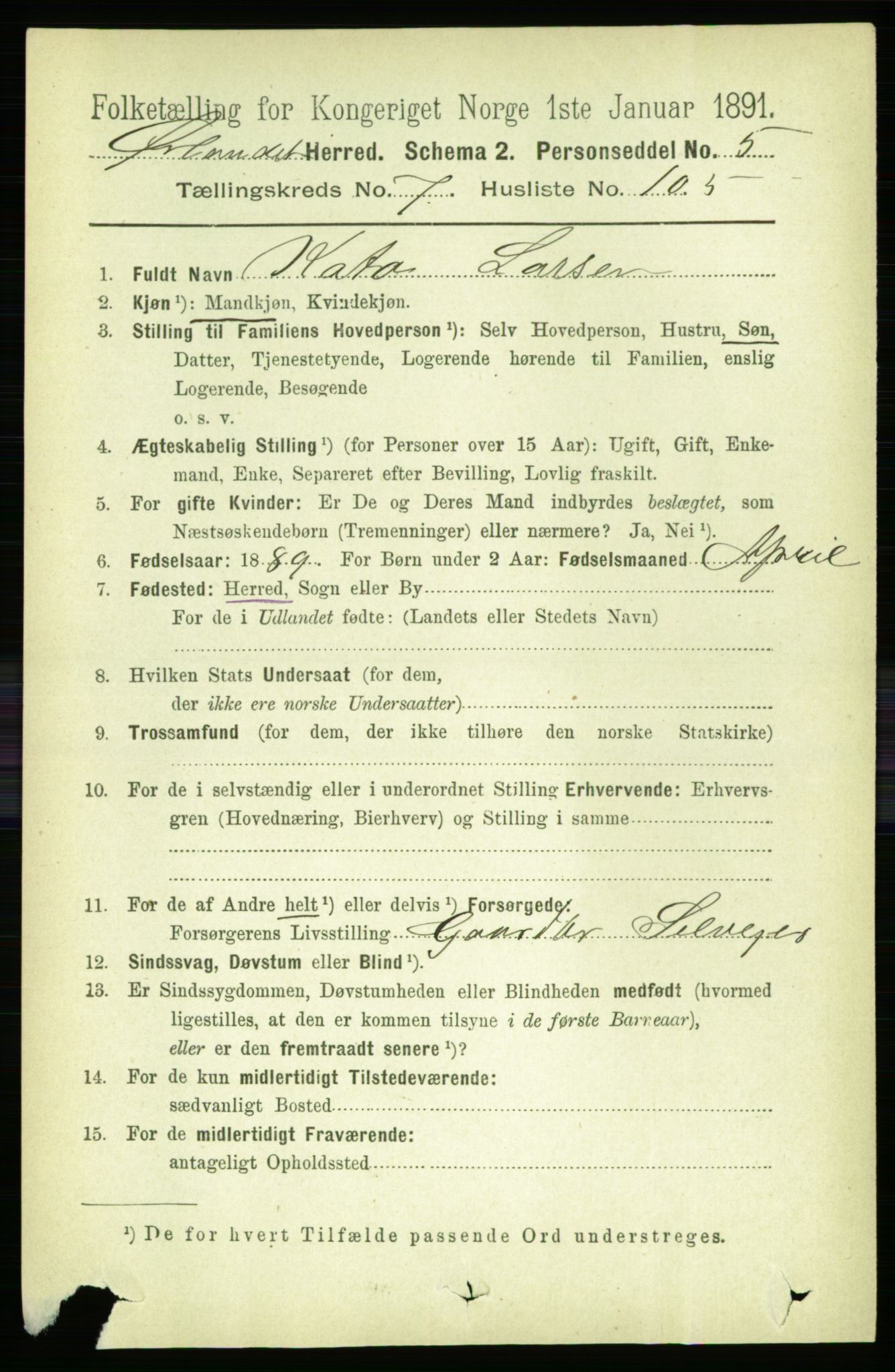 RA, 1891 census for 1621 Ørland, 1891, p. 3094