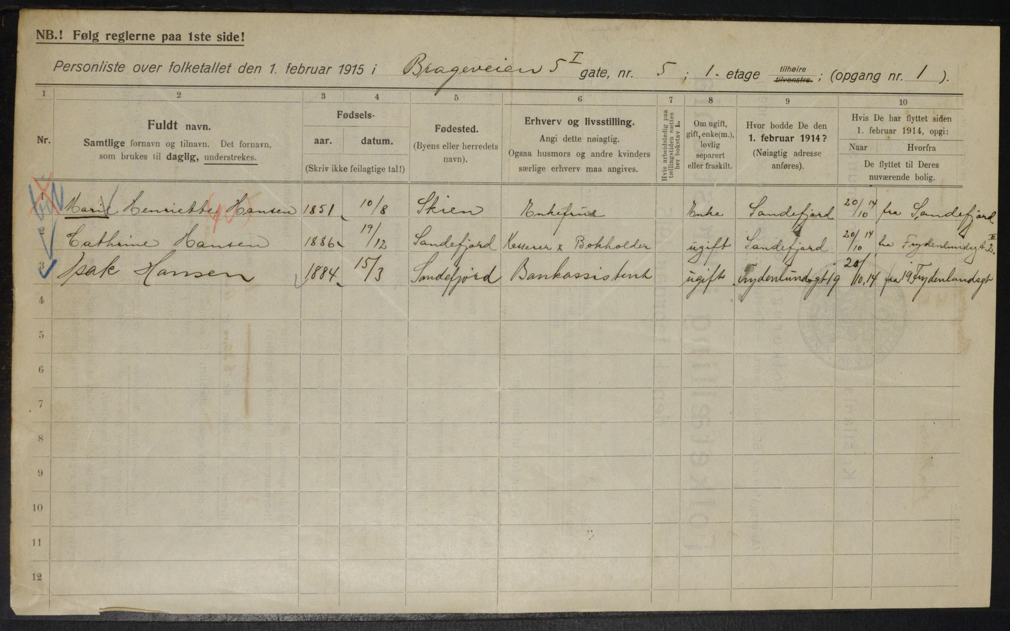 OBA, Municipal Census 1915 for Kristiania, 1915, p. 8007