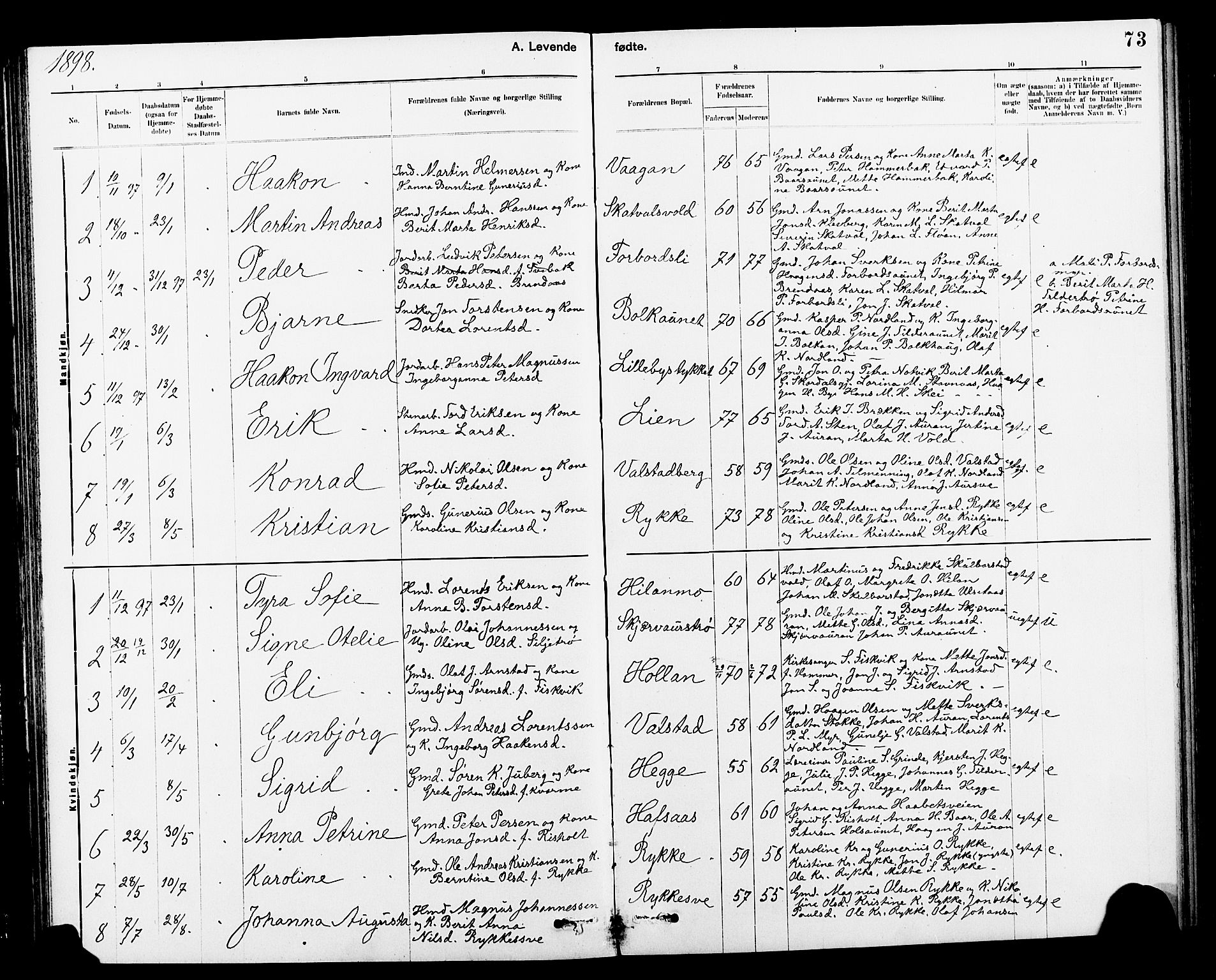 Ministerialprotokoller, klokkerbøker og fødselsregistre - Nord-Trøndelag, SAT/A-1458/712/L0103: Parish register (copy) no. 712C01, 1878-1917, p. 73
