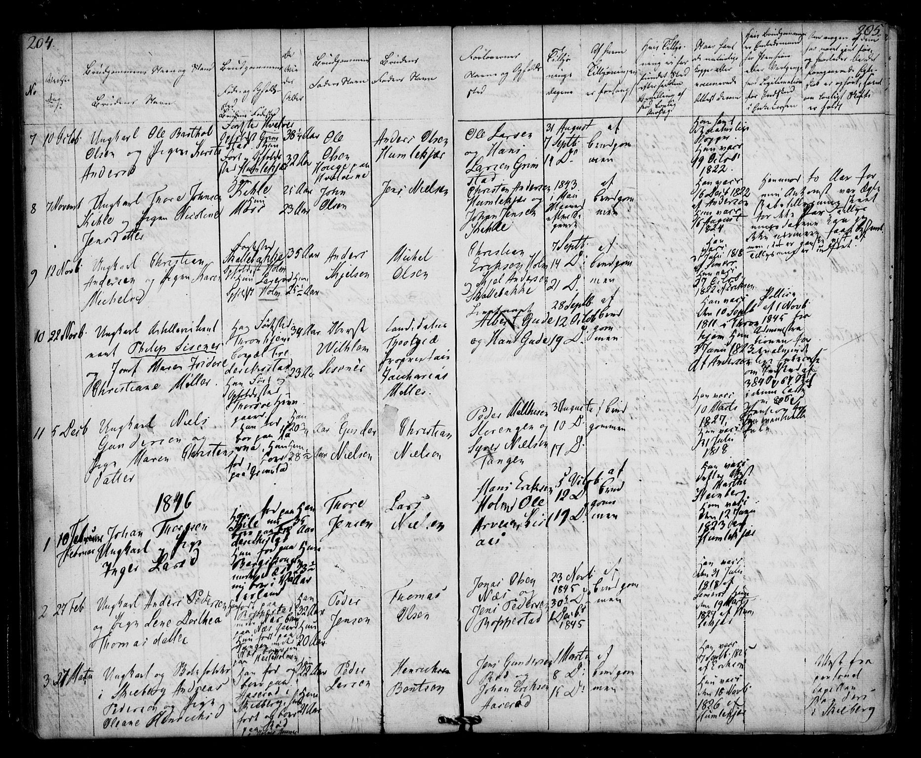 Borge prestekontor Kirkebøker, AV/SAO-A-10903/F/Fb/L0001: Parish register (official) no. II 1, 1836-1852, p. 204-205