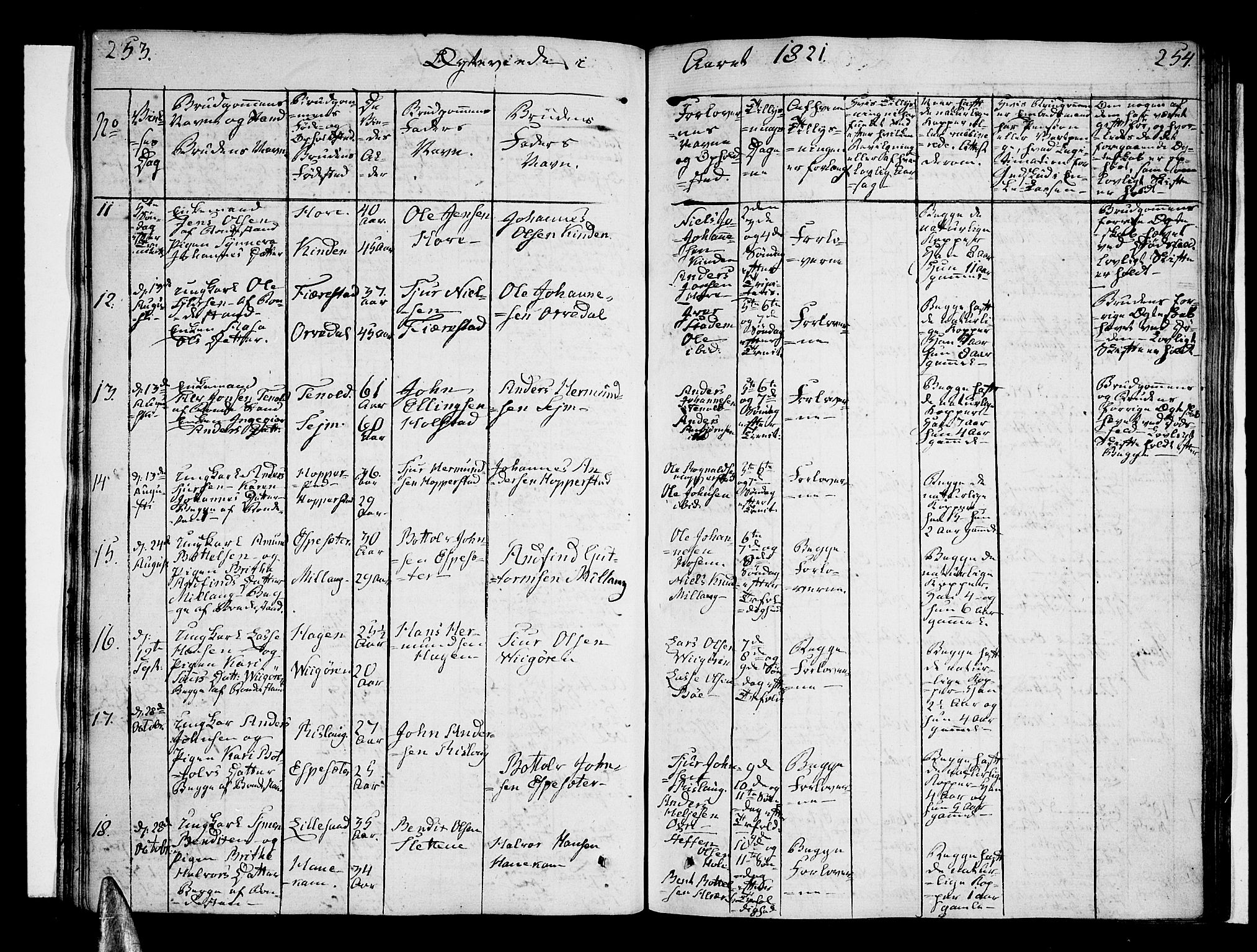 Vik sokneprestembete, AV/SAB-A-81501/H/Haa/Haaa/L0006: Parish register (official) no. A 6, 1821-1831, p. 253-254