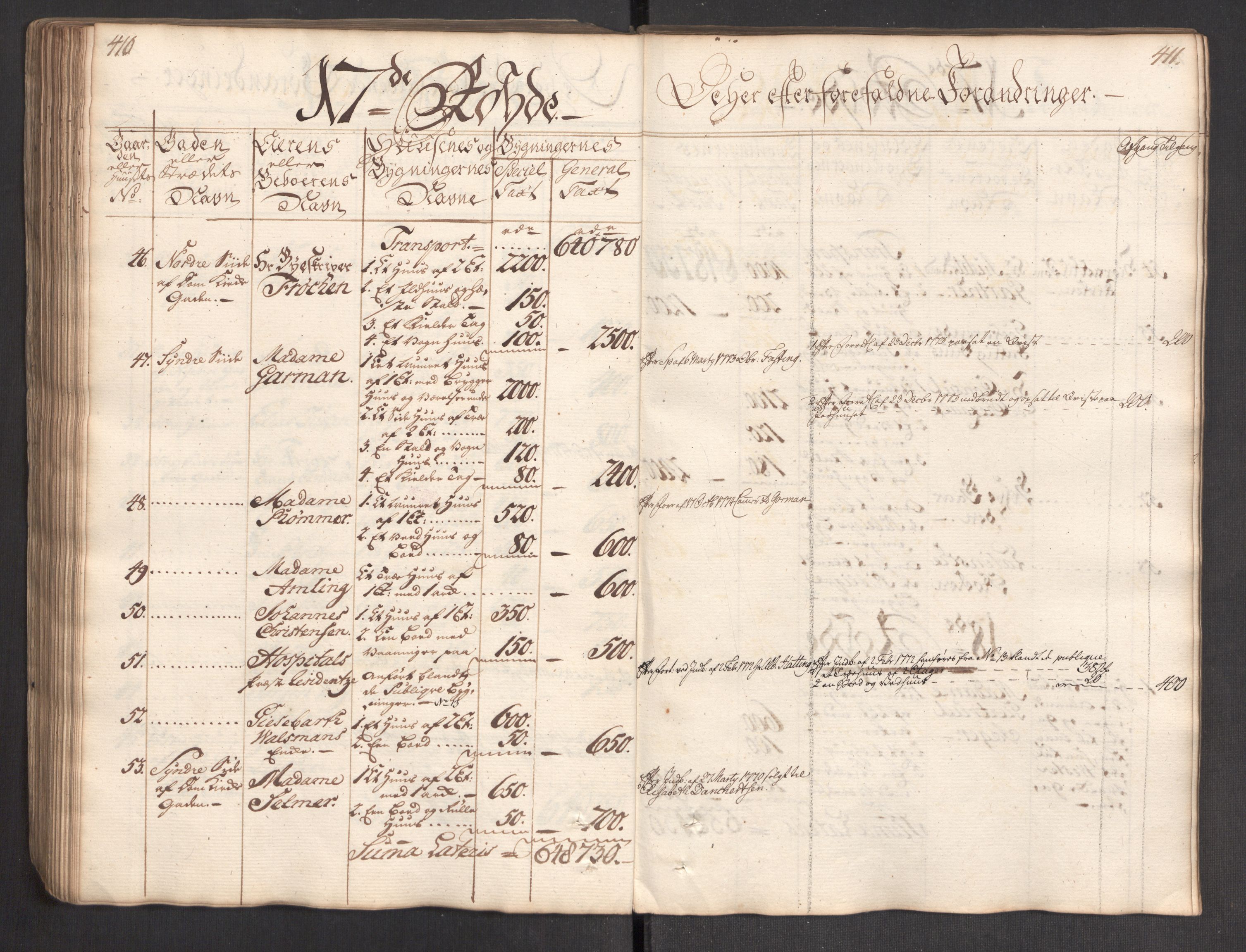 Kommersekollegiet, Brannforsikringskontoret 1767-1814, RA/EA-5458/F/Fa/L0004/0002: Bergen / Branntakstprotokoll, 1767, p. 410-411
