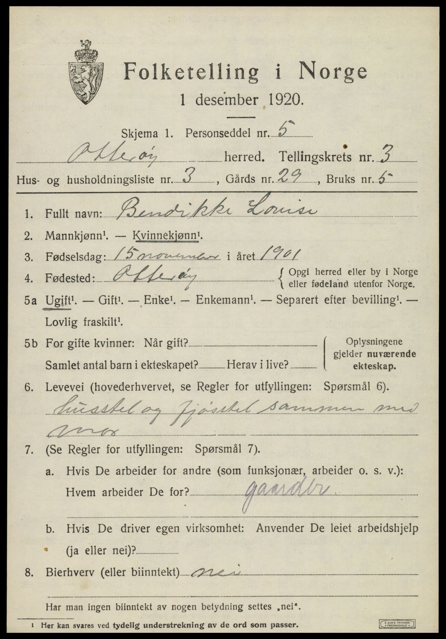 SAT, 1920 census for Otterøy, 1920, p. 1441