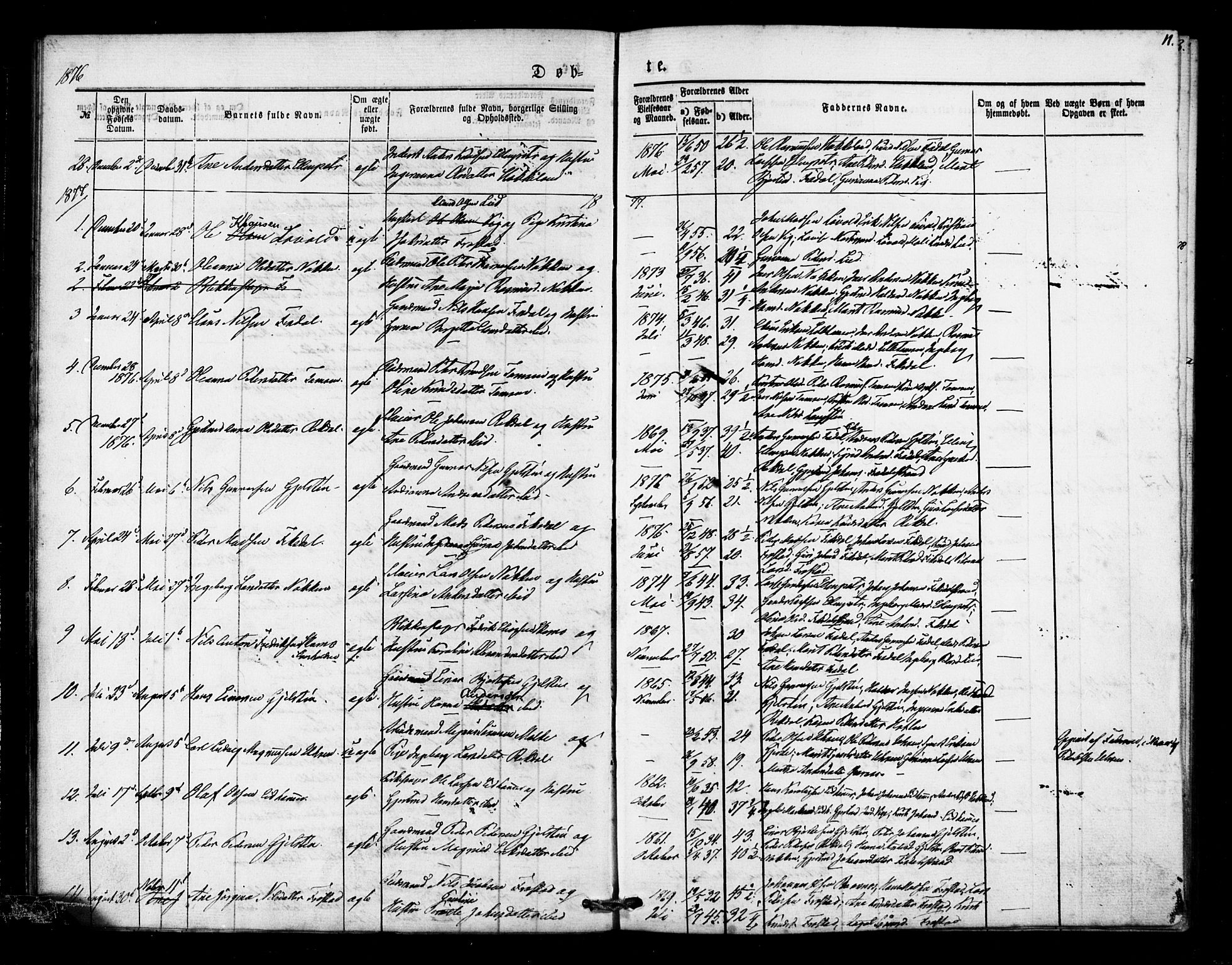 Ministerialprotokoller, klokkerbøker og fødselsregistre - Møre og Romsdal, AV/SAT-A-1454/540/L0540: Parish register (official) no. 540A01, 1872-1883, p. 11