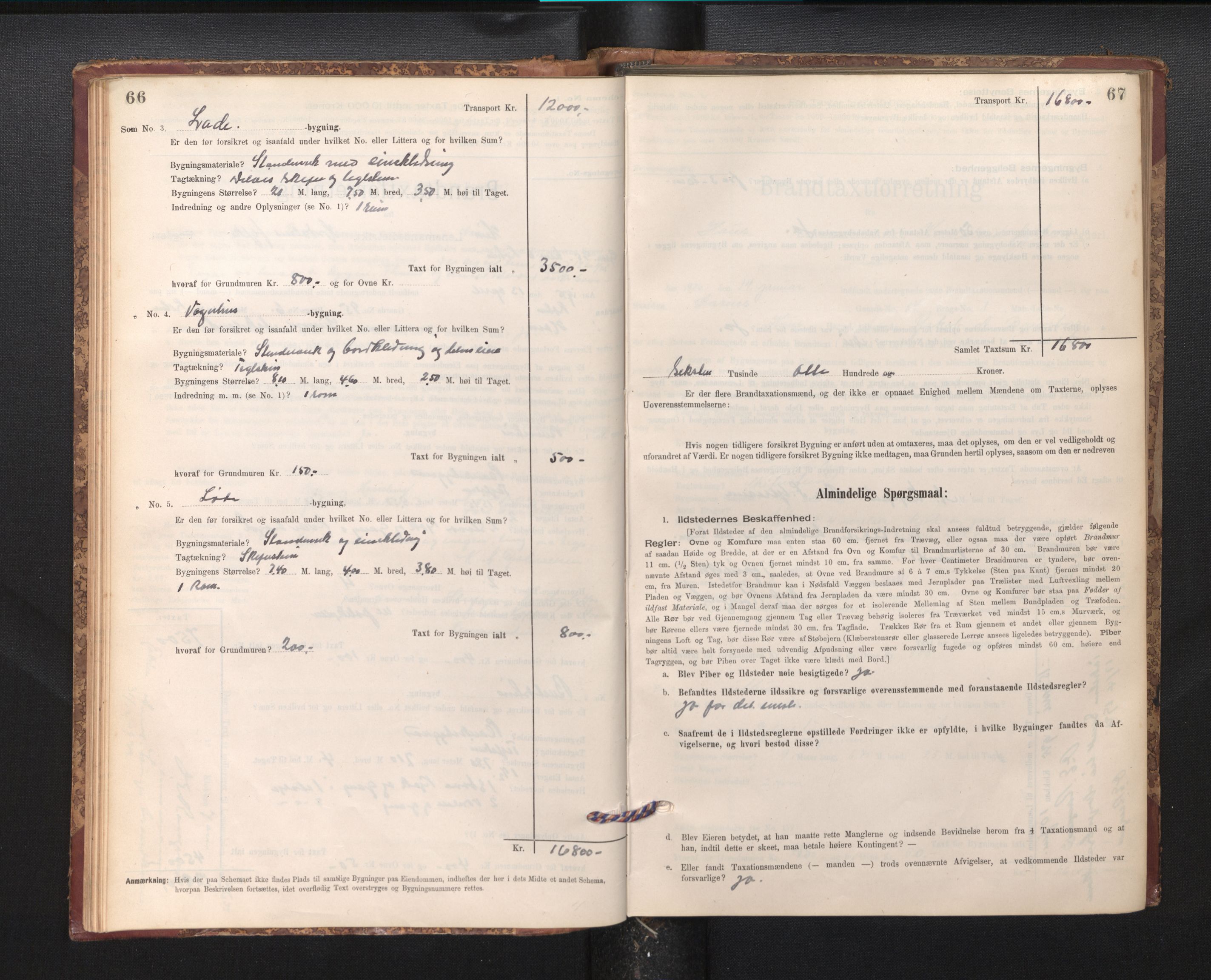 Lensmannen i Haus, SAB/A-32701/0012/L0006: Branntakstprotokoll, skjematakst, 1895-1941, p. 66-67