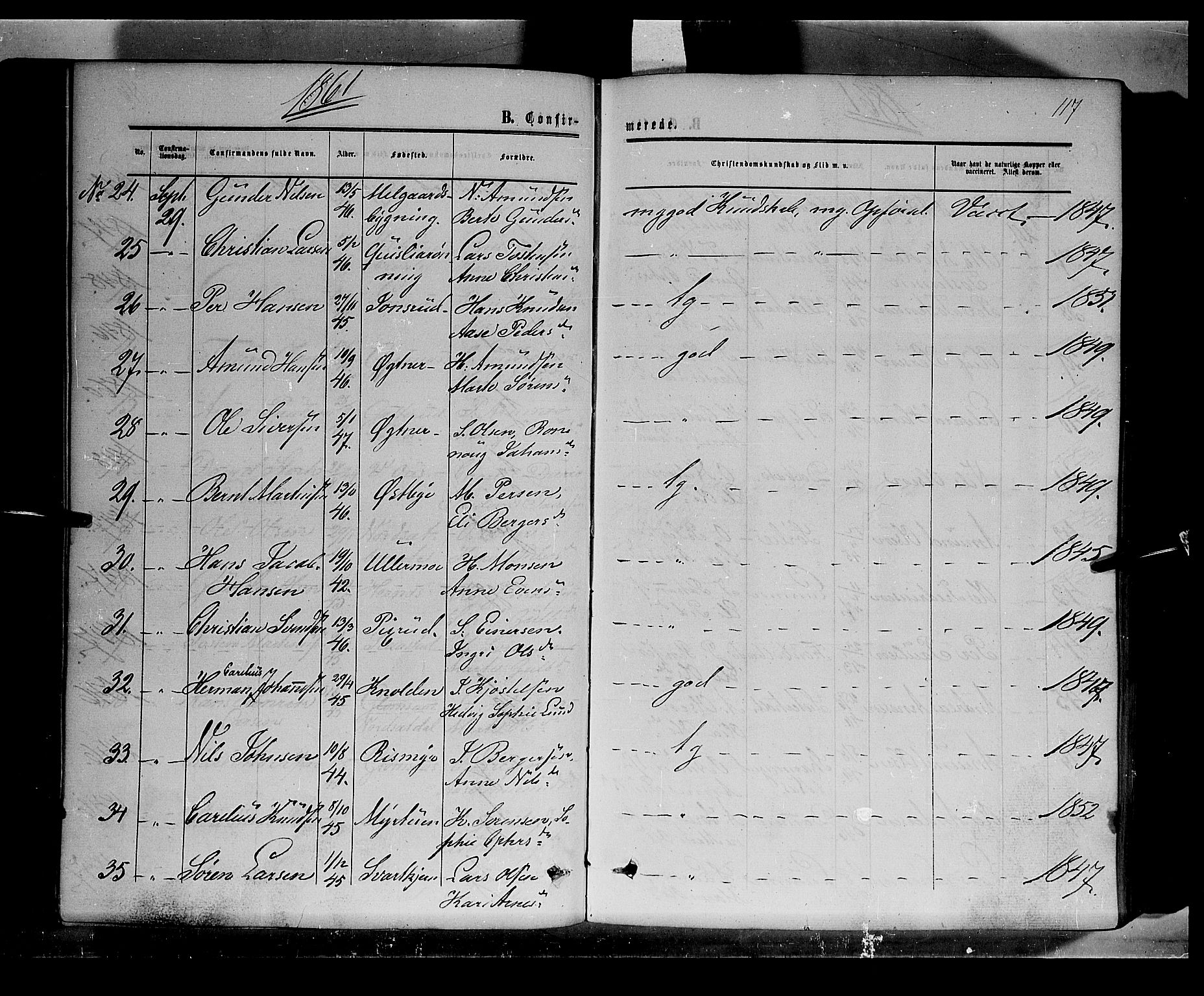 Sør-Odal prestekontor, AV/SAH-PREST-030/H/Ha/Haa/L0002: Parish register (official) no. 2, 1859-1863, p. 117