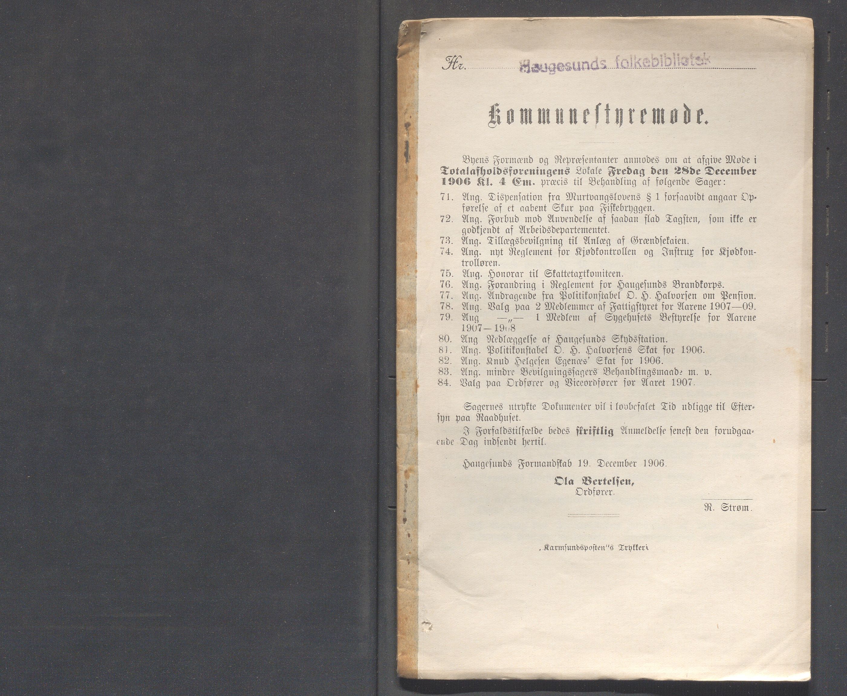 Haugesund kommune - Formannskapet og Bystyret, IKAR/A-740/A/Abb/L0001: Bystyreforhandlinger, 1889-1907, p. 866