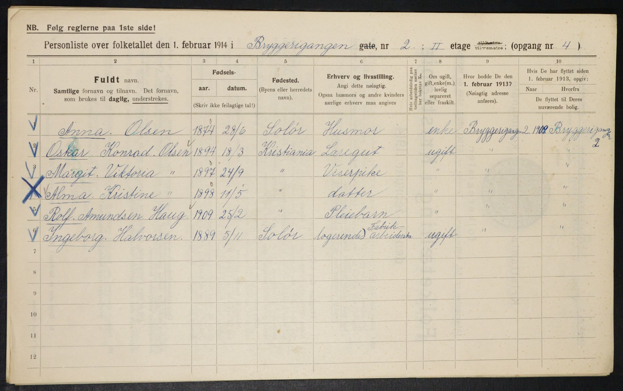 OBA, Municipal Census 1914 for Kristiania, 1914, p. 10059