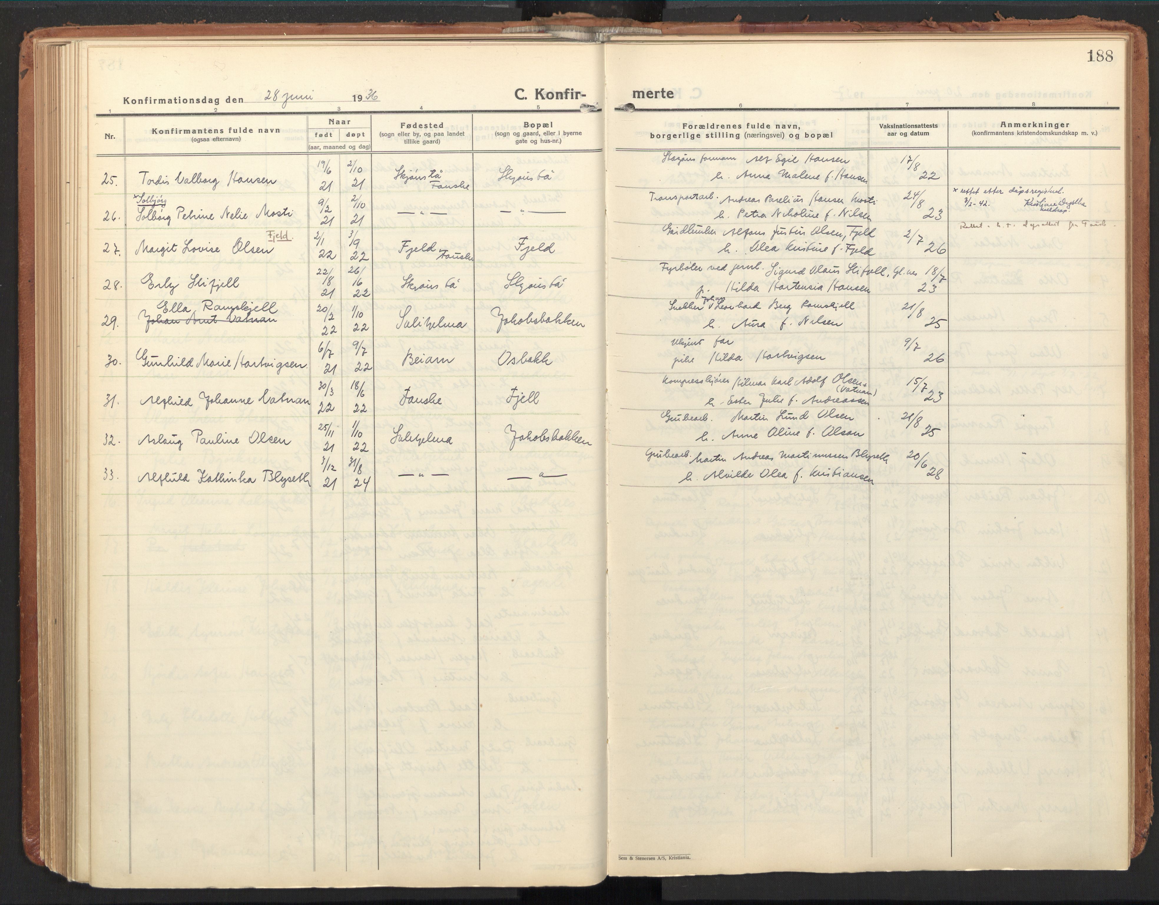 Ministerialprotokoller, klokkerbøker og fødselsregistre - Nordland, SAT/A-1459/850/L0716: Curate's parish register no. 850B06, 1924-1938, p. 188