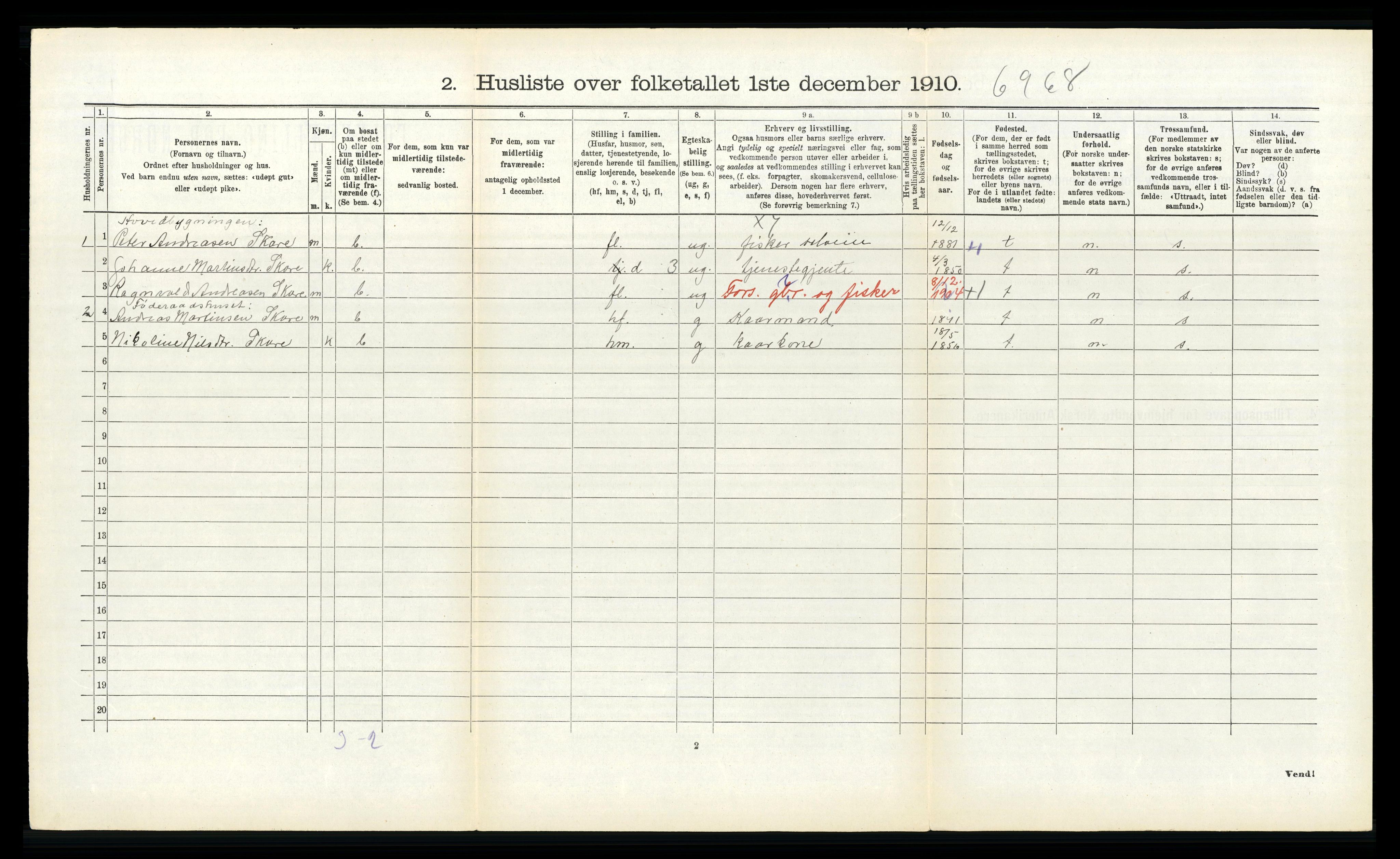 RA, 1910 census for Sande, 1910, p. 685